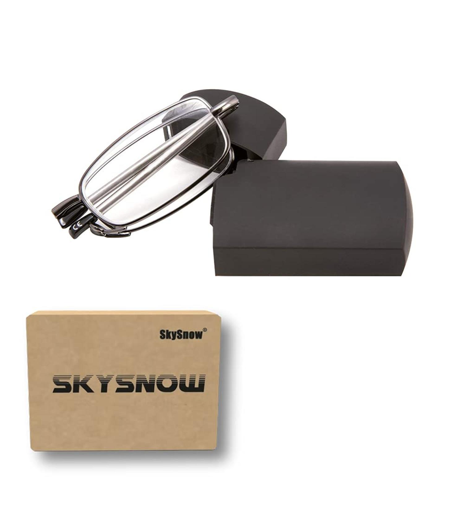 Read Optics Compact Folding Reading Glasses - Black with Silver & Gunmetal Telescopic Arms | Unisex +1.0 Readers for Ultimate Portability - Buy Online on GoSupps.com