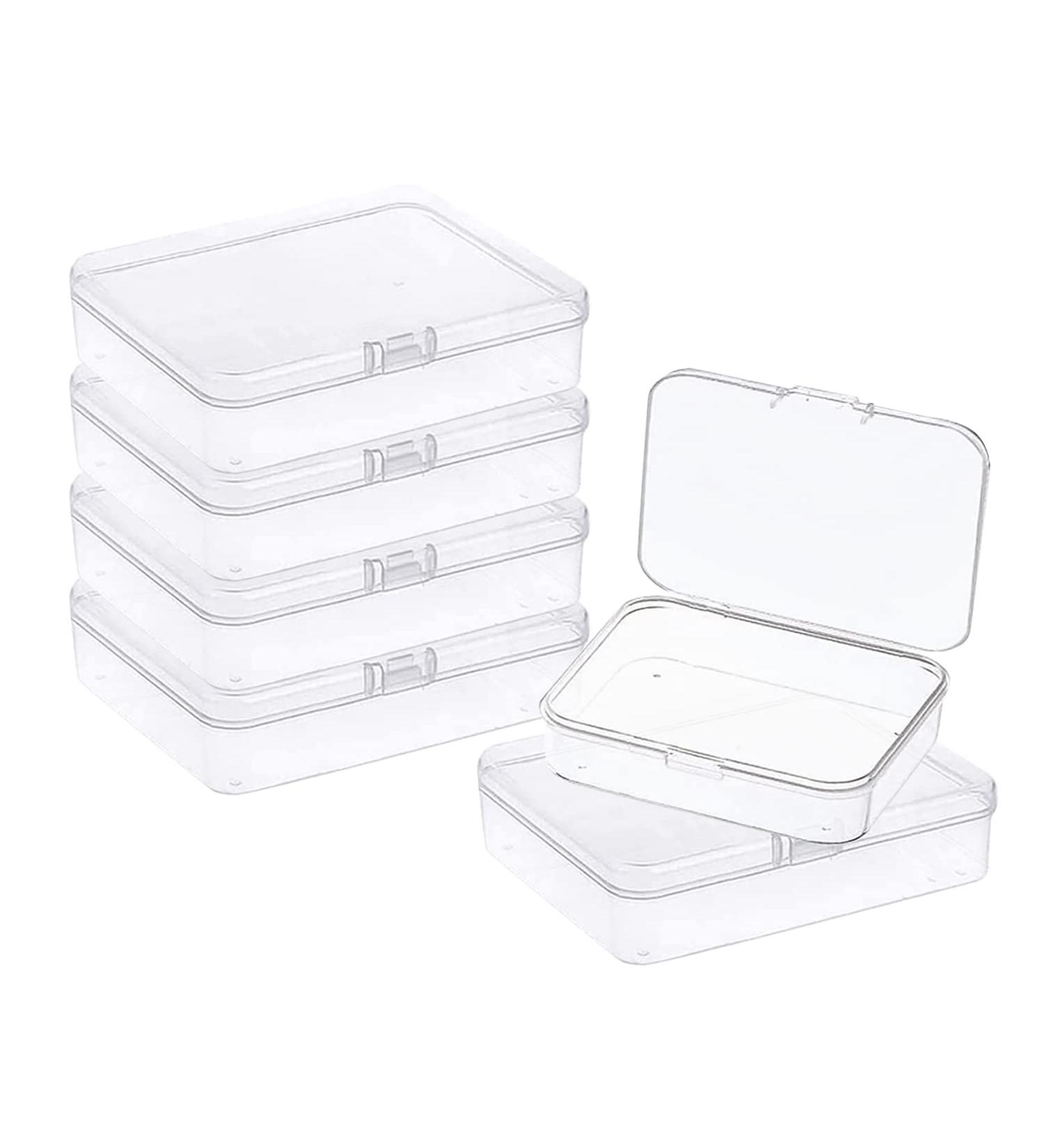 6 Pcs Mini Plastic Storage Containers with Lid - Clear Rectangle Boxes for Small Items - Beads, Game Pieces, Business Cards - 4.5x3.4 Inches - Buy Online on GoSupps.com