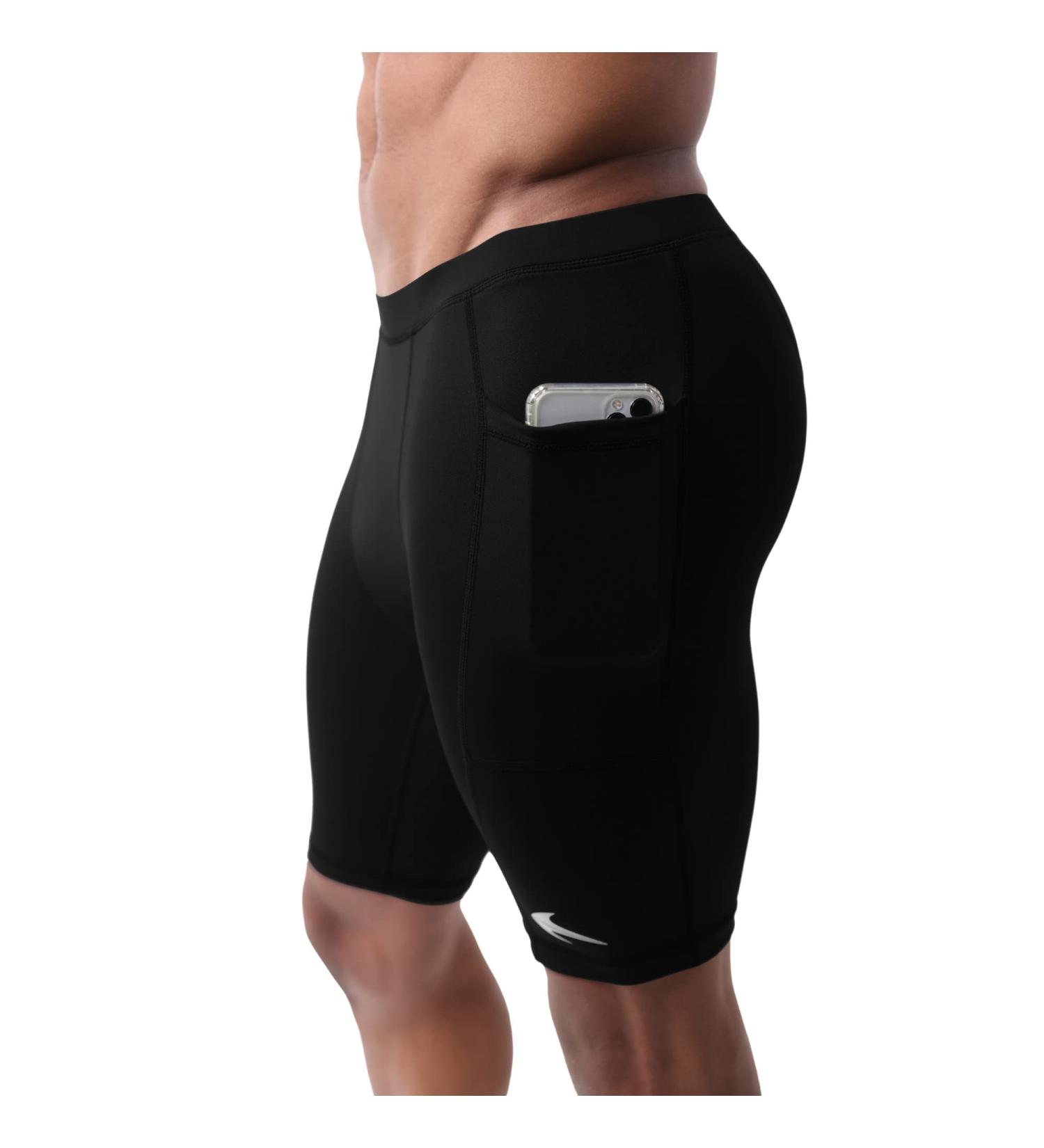 CompressionZ Men's Performance Compression Shorts with Pockets - Black, X-Large - Buy Online on GoSupps.com