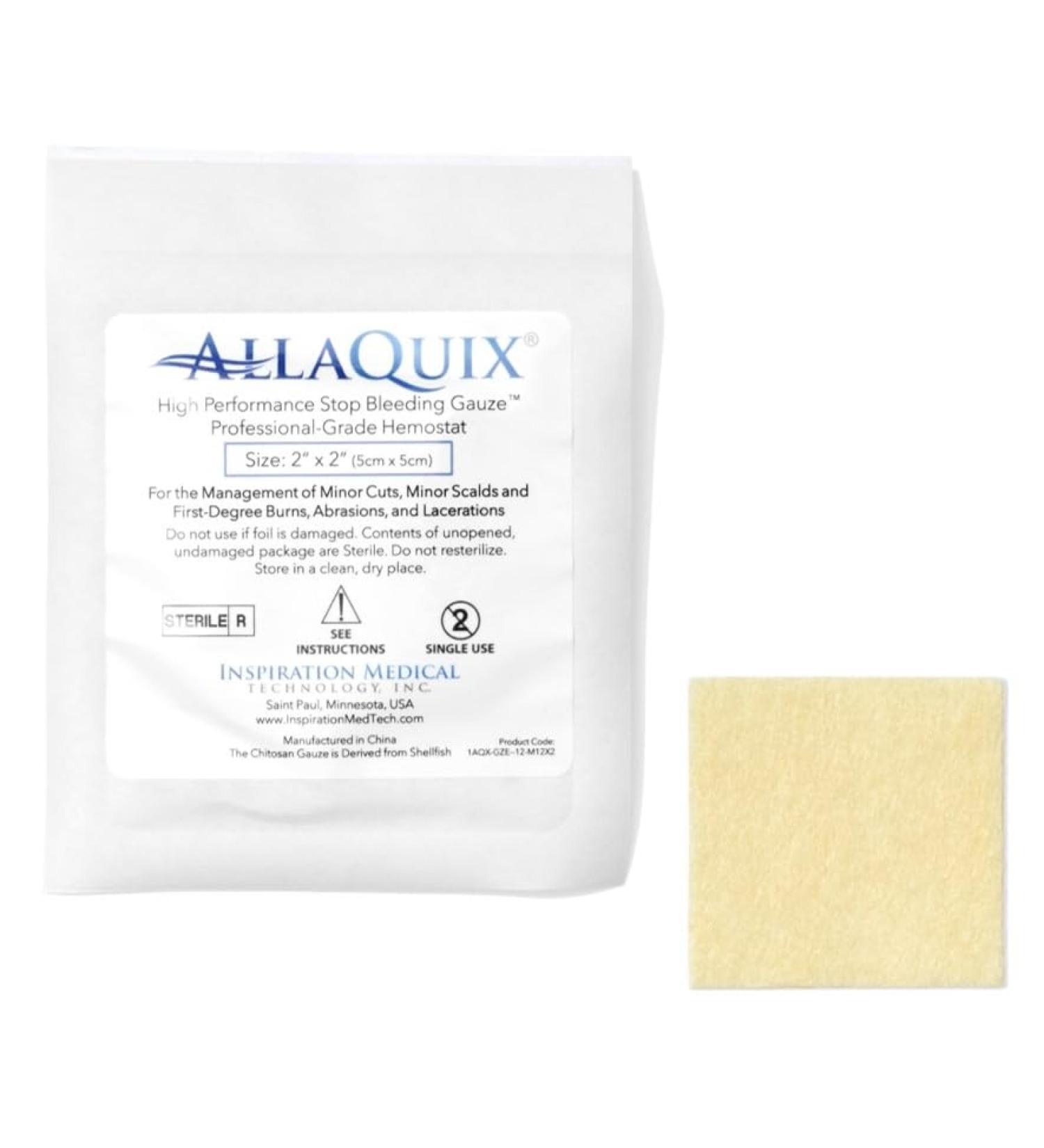 AllaQuix Large Stop Bleeding Pad - Professional Hemostatic Gauze for Effective Blood Clotting | International Shipping Available - Buy Online on GoSupps.com