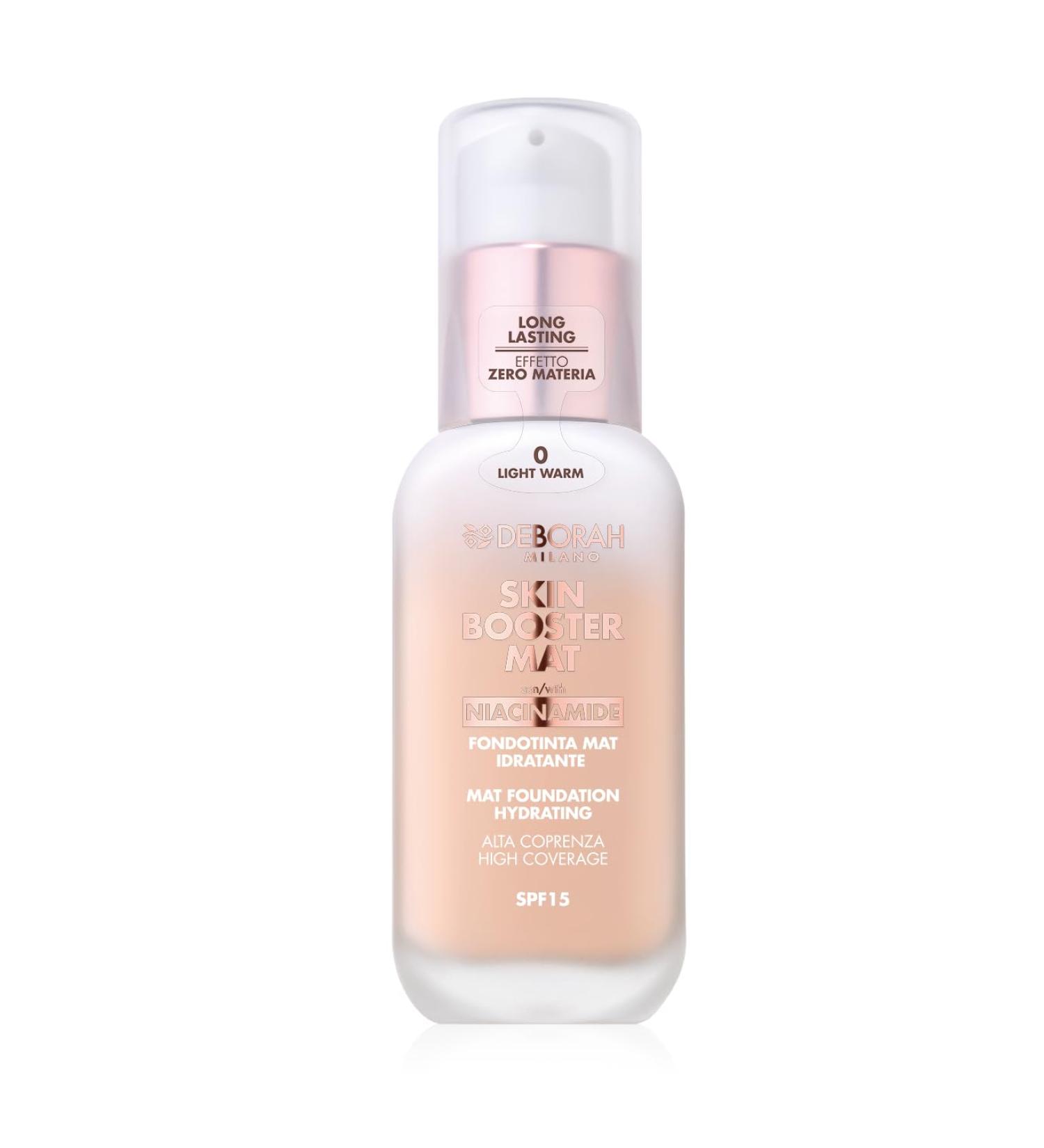  DEBORAH Deborah Milano - Skin Booster MAT - Serum Foundation SPF 15 N.0 Light Warm energizing and brightening - Vitamin C - Natural effect - Evens skin tone - 30 ml - Buy Online on GoSupps.com