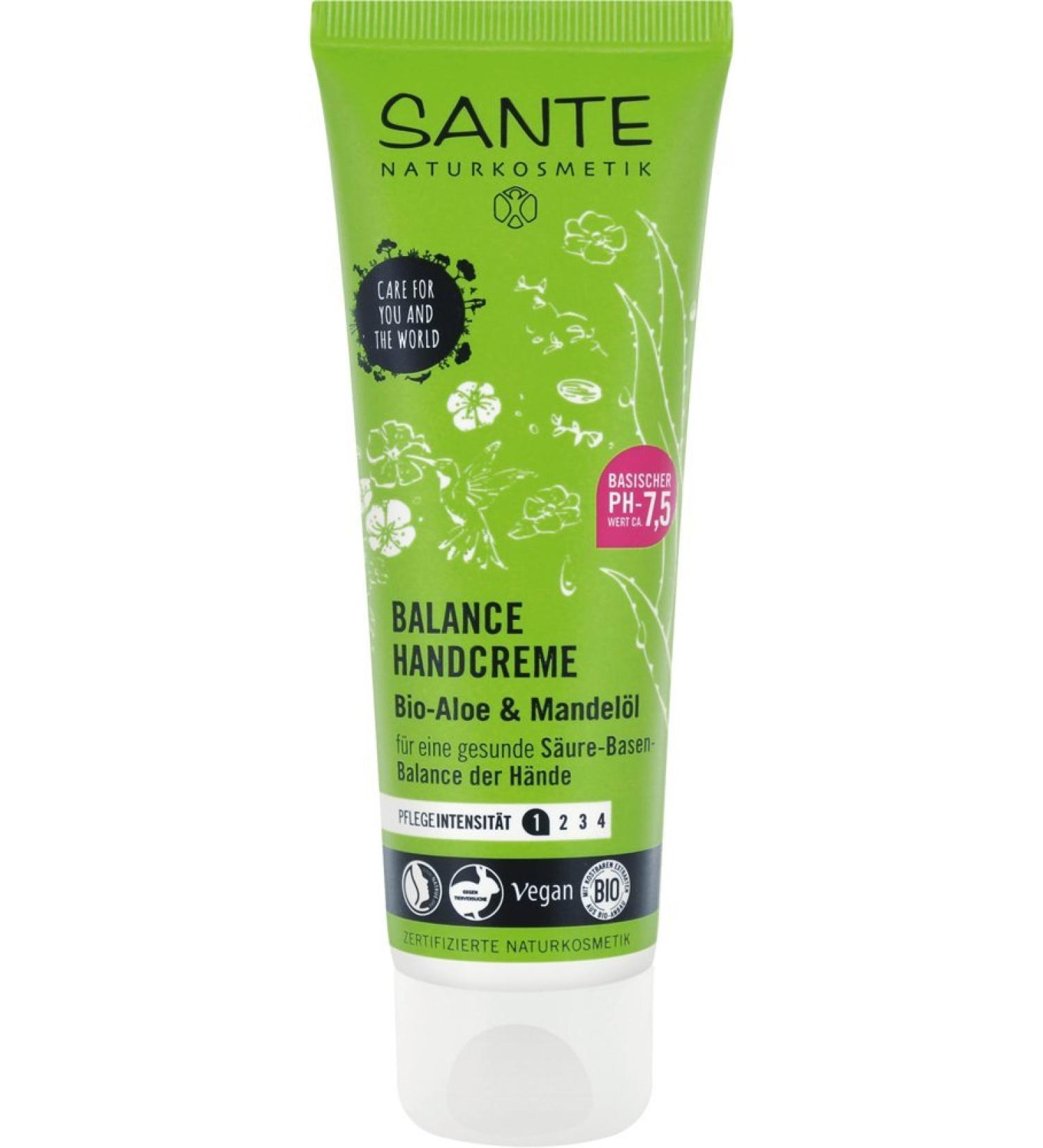 Sante Natural Cosmetics Balance Hand Cream | Vegan Aloe & Almond Oil | pH Healthy for Hands | 75ml - Buy Online on GoSupps.com
