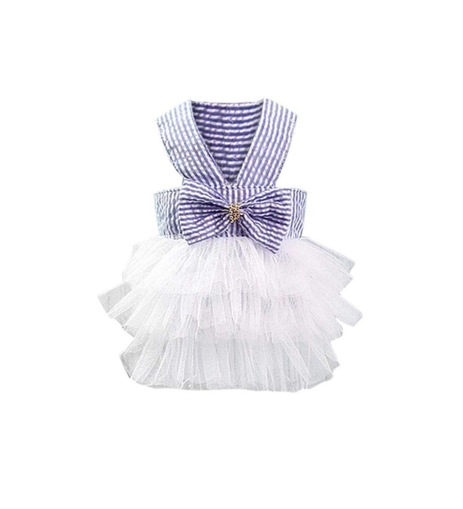 Doublehero Dog Bubble Rock Summer Fashion Stripes Lace Dog Dress - Cute Vintage Princess Costumes for Halloween & Christmas - Sizes Available - Buy Online on GoSupps.com