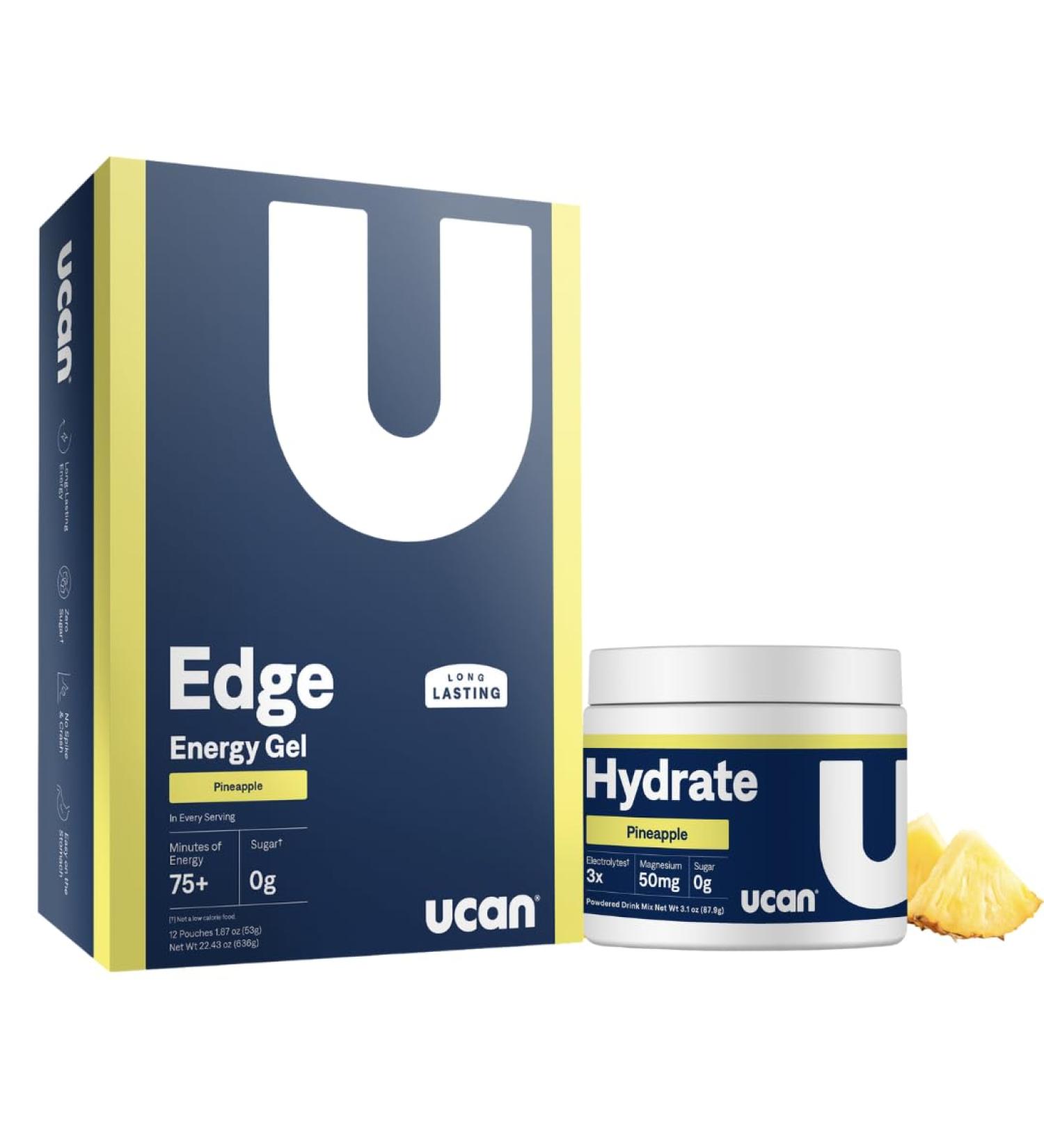 UCAN Pineapple Edge Energy Gel - Sugar-Free Vegan & Keto Friendly for Running Fitness Cycling & CrossFit - Buy Online on GoSupps.com