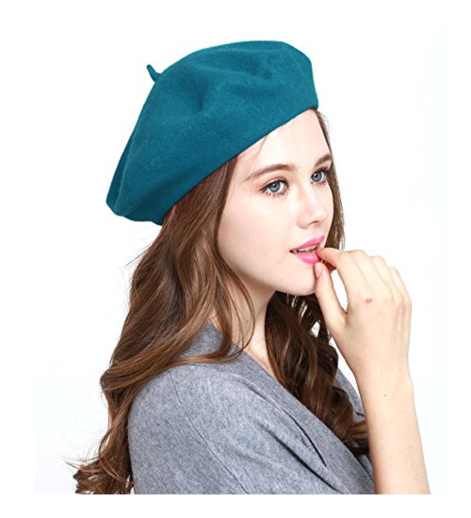 Winter 100% Wool French Art Basque Beret Tam Beanie Hat Cap in Turquoise - Buy Online on GoSupps.com