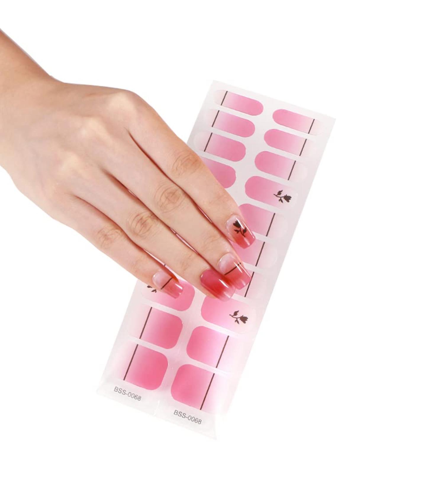 NCTCITY Gel Nail Polish Strips Stickers 20 Full Wraps Semi-Cured Nail Art Sticker Waterproof Self-Adhesive Gel Stickers Decals with Nail File for Cute Women Girls (Gradient Pink) Bss-0068 - Buy Online on GoSupps.com