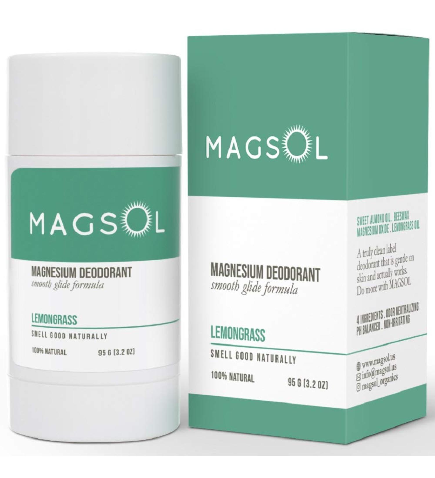 Magsol Magnesium Deodorant - Lemongrass 2.8 oz | Natural, Aluminum-Free, Long-Lasting Freshness - Buy Online on GoSupps.com
