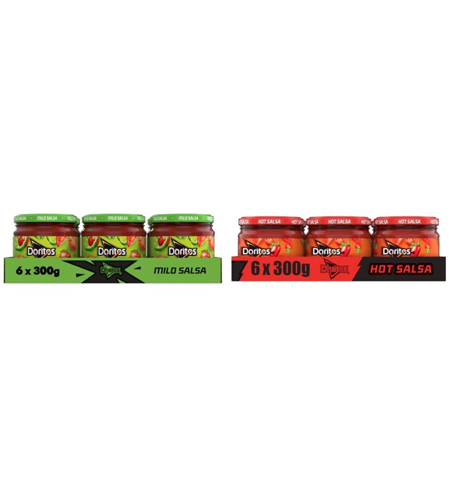 Doritos Mild Salsa Vegetarian Dip Perfect for Sharing 300 g (Case of 6) & Hot Salsa Vegetarian Dip Perfect for Sharing 300g (Case of 6) + Hot Salsa Vegetarian Dip 300g - Buy Online on GoSupps.com