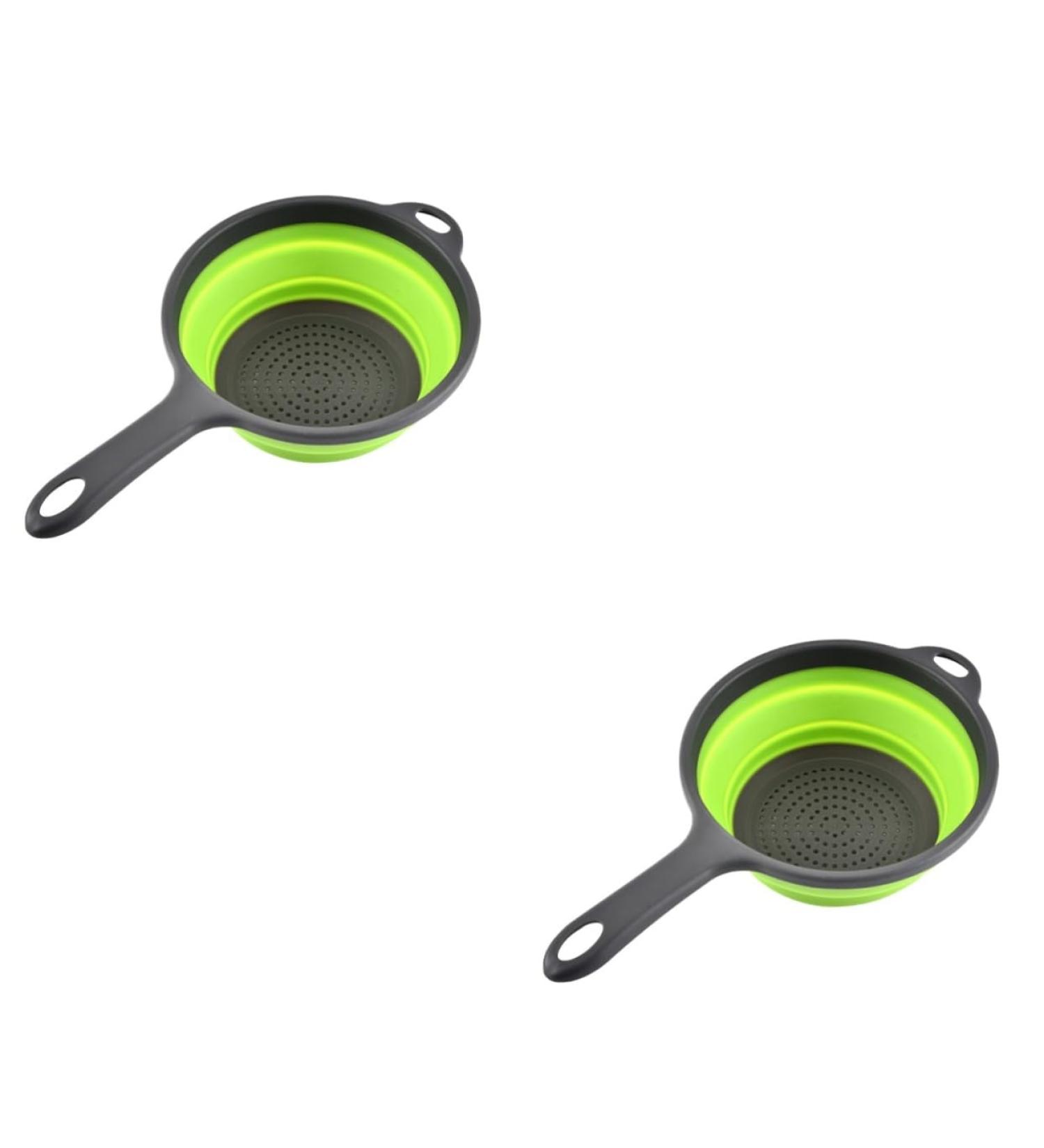 Zerodeko 2 Pcs Collapsible Drainer Basket Draining Basket Sink Strainer Basket Fruit Drain Basket Fruit Tray 34.5x20cmx2pcs Greenx2pcs - Buy Online on GoSupps.com