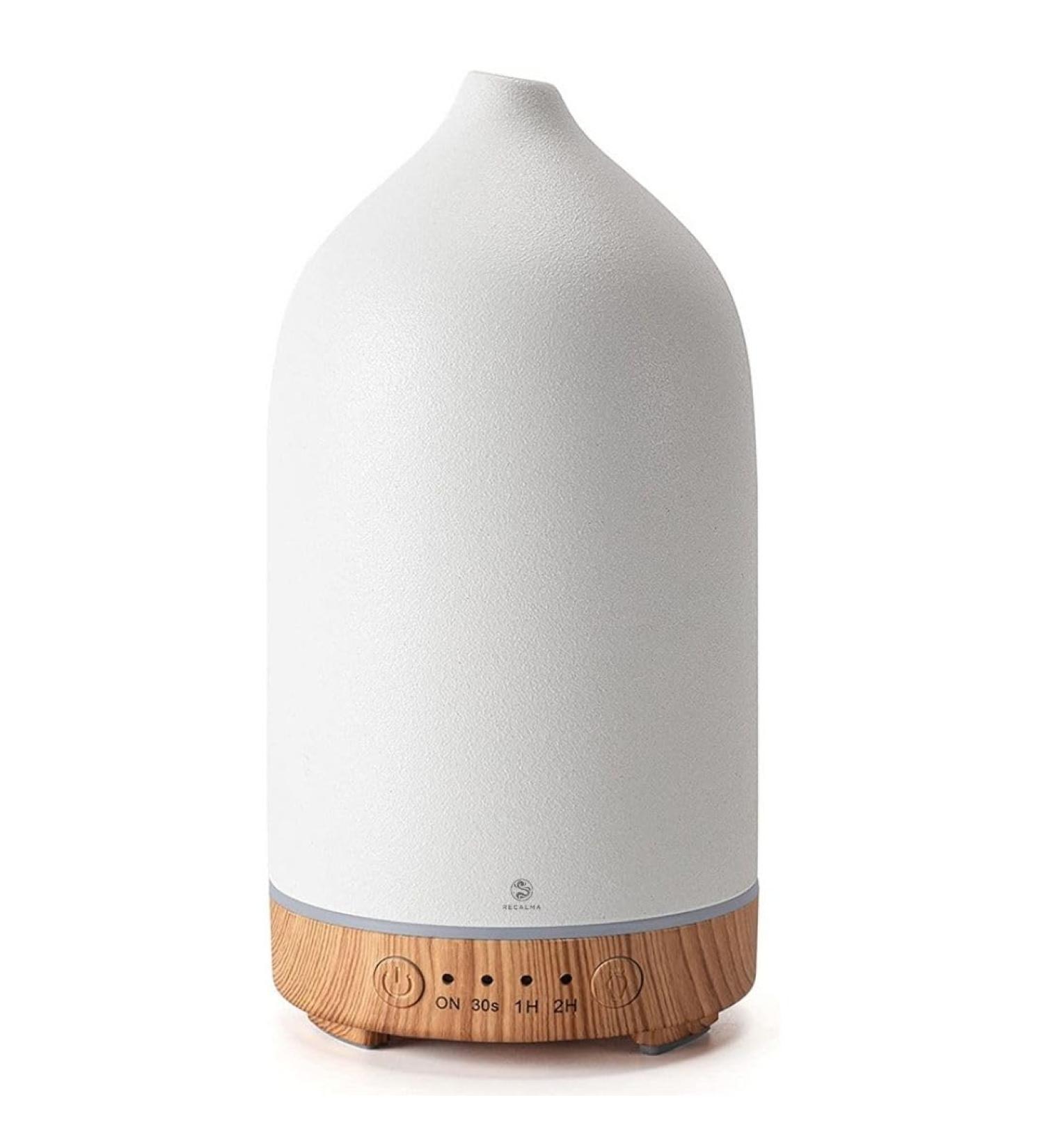 RECALMA Keramik Aroma Diffuser - White Essential Oil Diffuser with Adjustable Fog Timer & Ultrasonic Humidifier for Spa Bedroom & Office - Buy Online on GoSupps.com