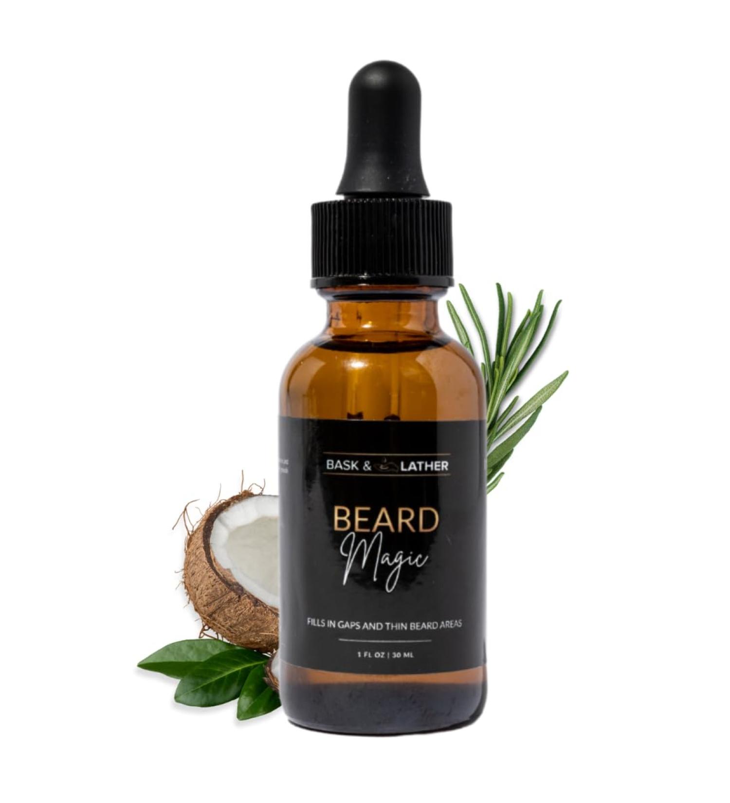 Bask & Lather Beard Magic Growth Oil - Natural Beard Oil for Men | Stimulates Hair Growth Softens & Fills Patchy Beards | 1 fl oz - Buy Online on GoSupps.com
