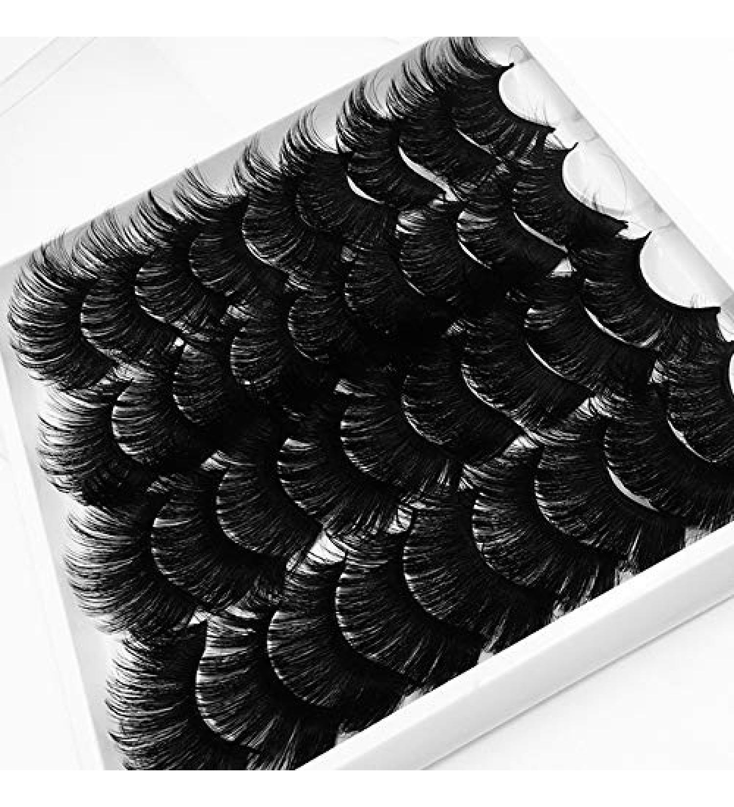 AMSDCN 18pair Fluffy Mink Hair False Eyelashes 20mm-25mm - Dramatic Long 3D Lashes for Natural Makeup Look (MA03) - Buy Online on GoSupps.com