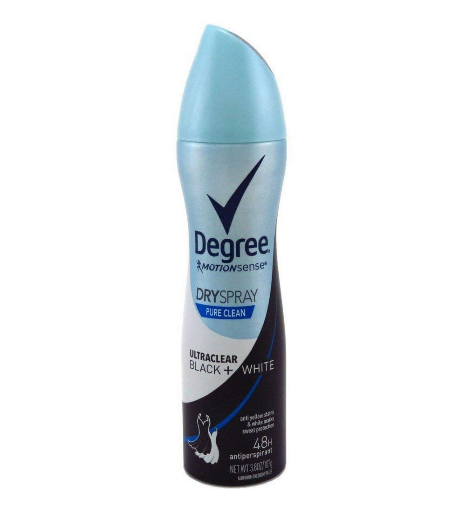 Degree UltraClear Black+White Pure Clean Dry Spray Antiperspirant Deodorant 3.8 oz (Pack of 5)