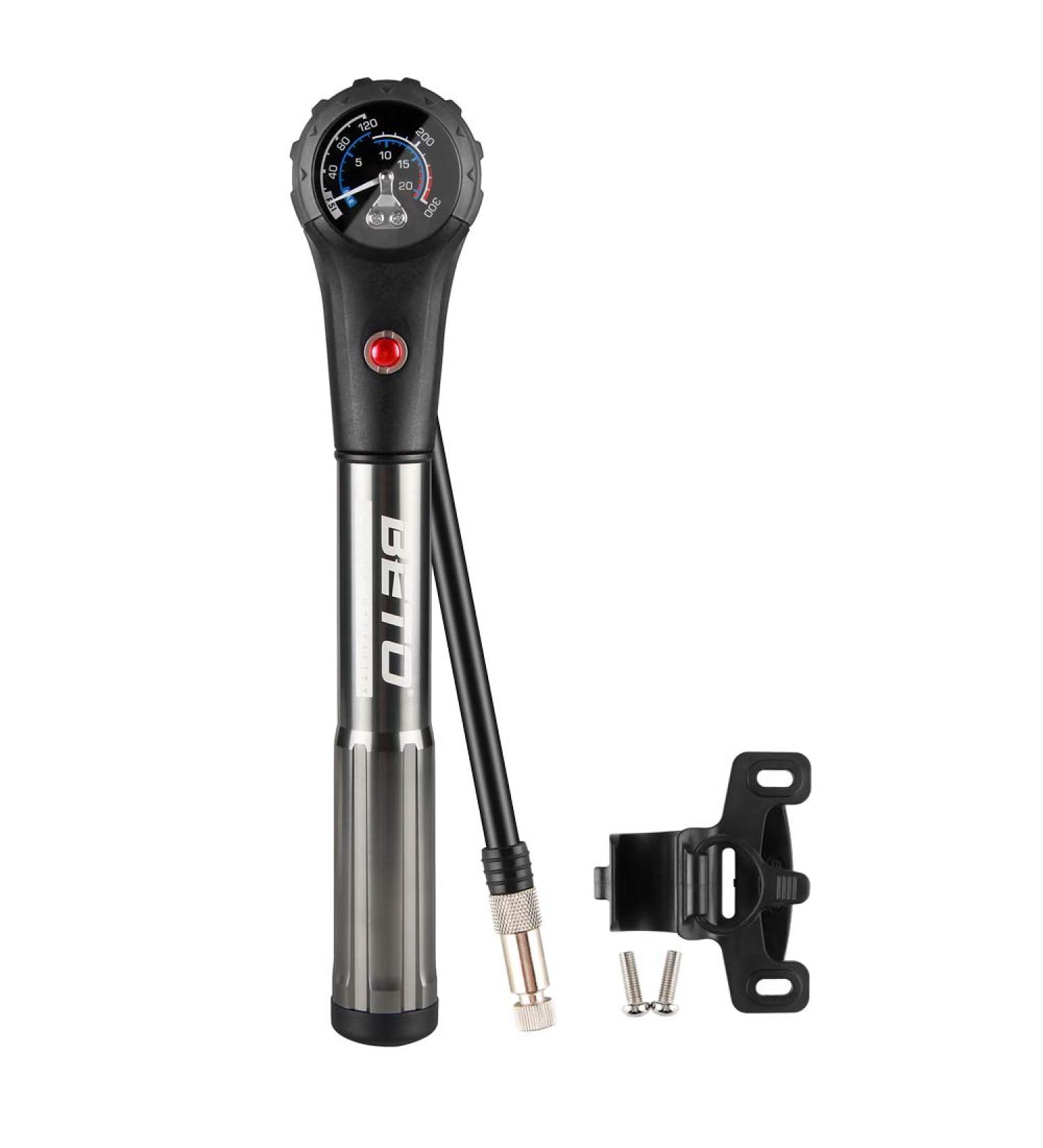 Beto MTB Bike Tire & Shock Pump - 300psi High Pressure for Rear Shock & Suspension Fork - Schrader/Presta Valve Adapter - Dial Gauge & Bleed Valve Included - Buy Online on GoSupps.com