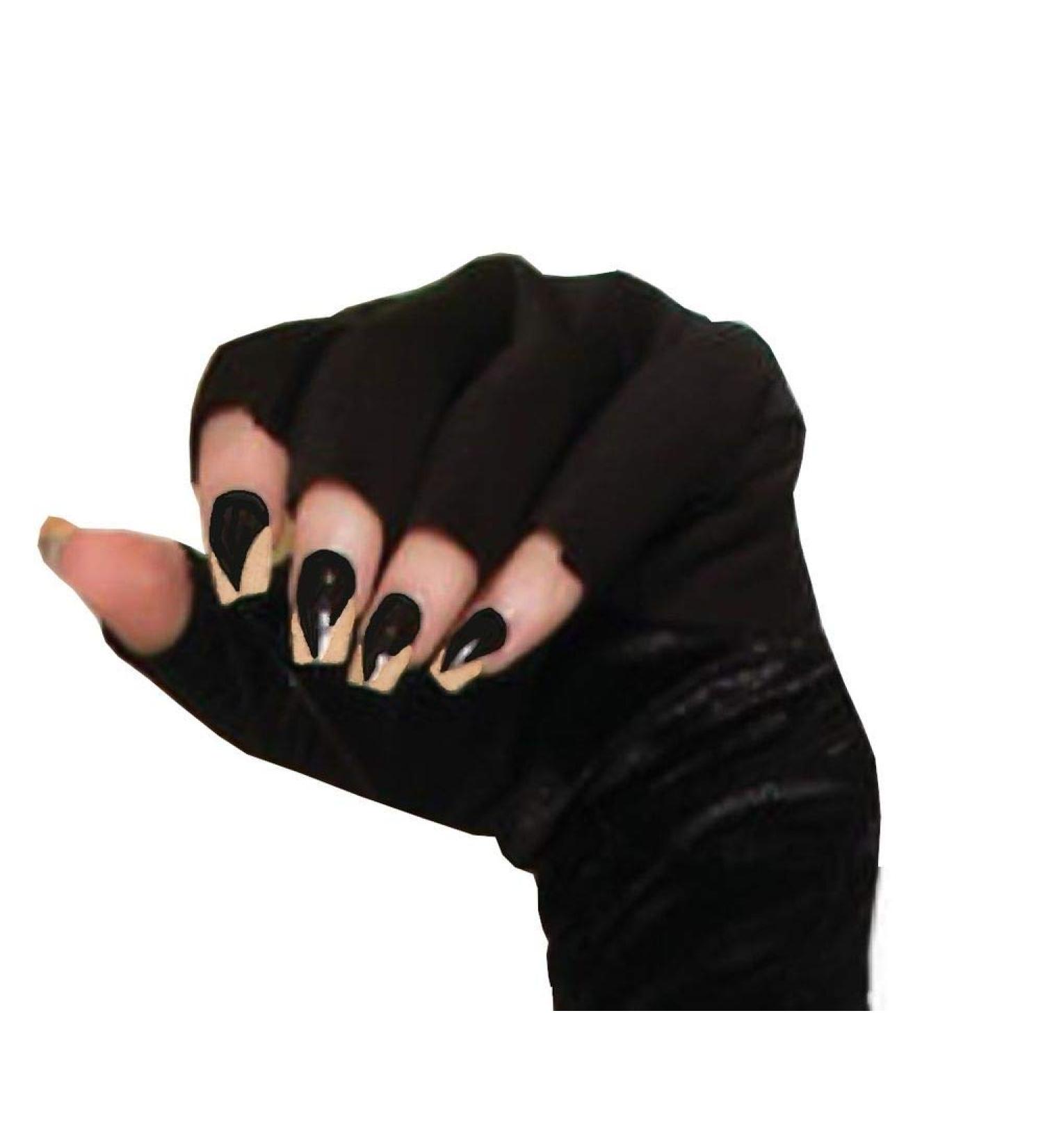 Shoperama Artificial Cat Claws - Black Self-Adhesive Fingernails for Halloween Witch Vampire & Monster Costumes - International Shipping Available - Buy Online on GoSupps.com