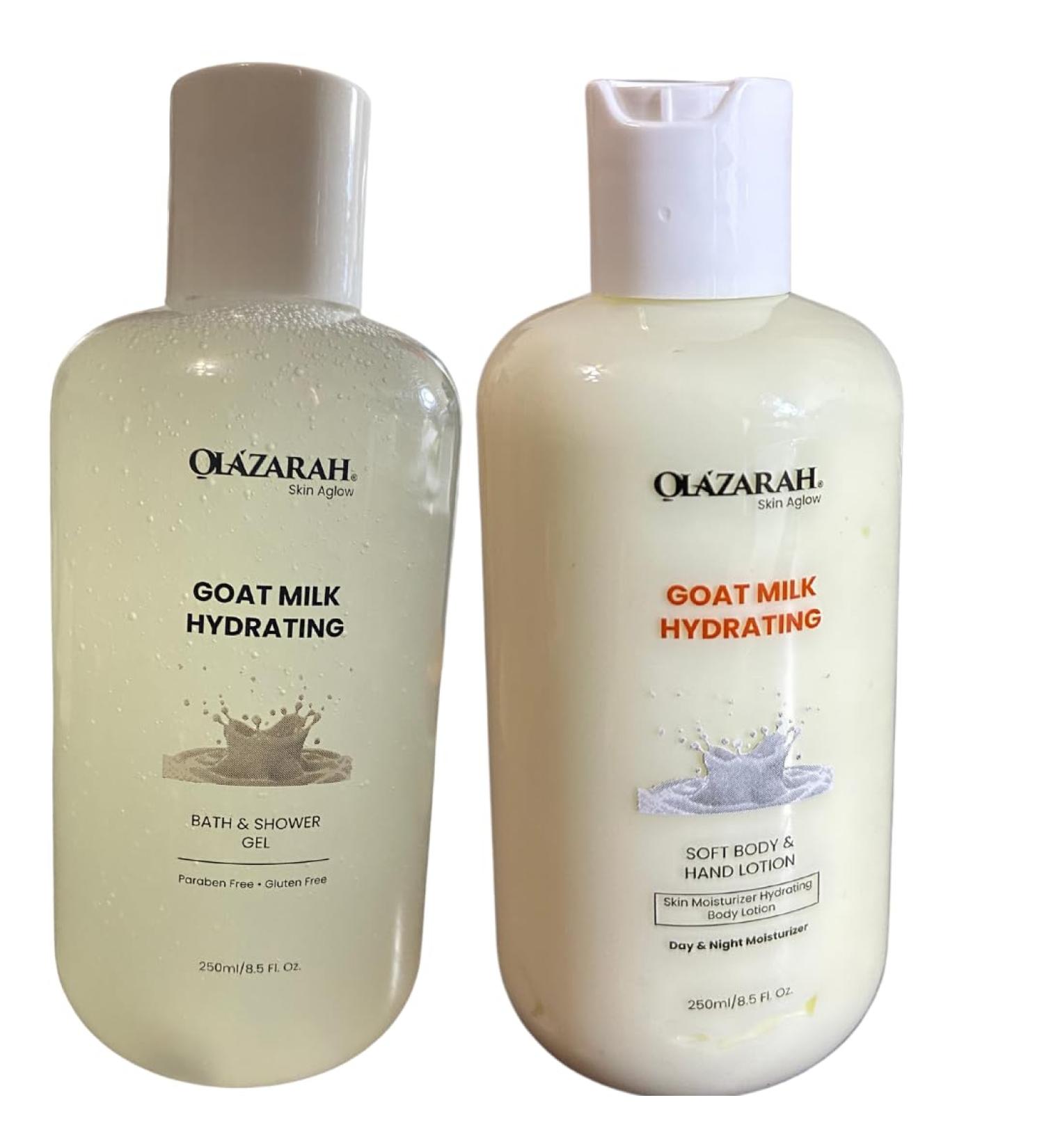 Skin Aglow Goat Milk Hydration Lotion & Shower Gel Bundle - Paraben & Gluten-Free Nourishing Skincare for Ultimate Softness - 2 Piece Set (8 Fl. oz Each - Buy Online on GoSupps.com