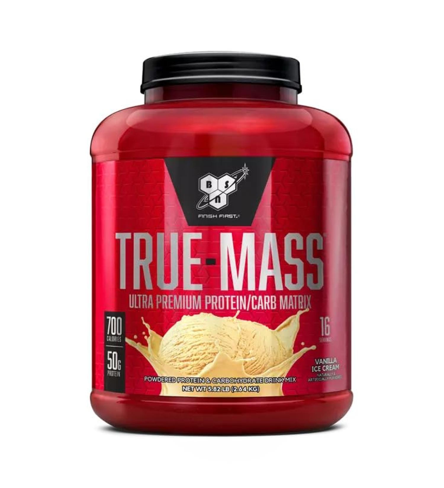 BSN True Mass Gainer | Protein & Carb Matrix Weight Gainer | 2:1 Carbohydrate to Protein Ratio | 700 Calories 50g Protein 85g Carbohydrates | 16 Servings 5.82LB (Vanilla Ice Cream) Vanilla Ice Cream 16 Servings (Pack of 1) - Buy Online on GoSupps.com