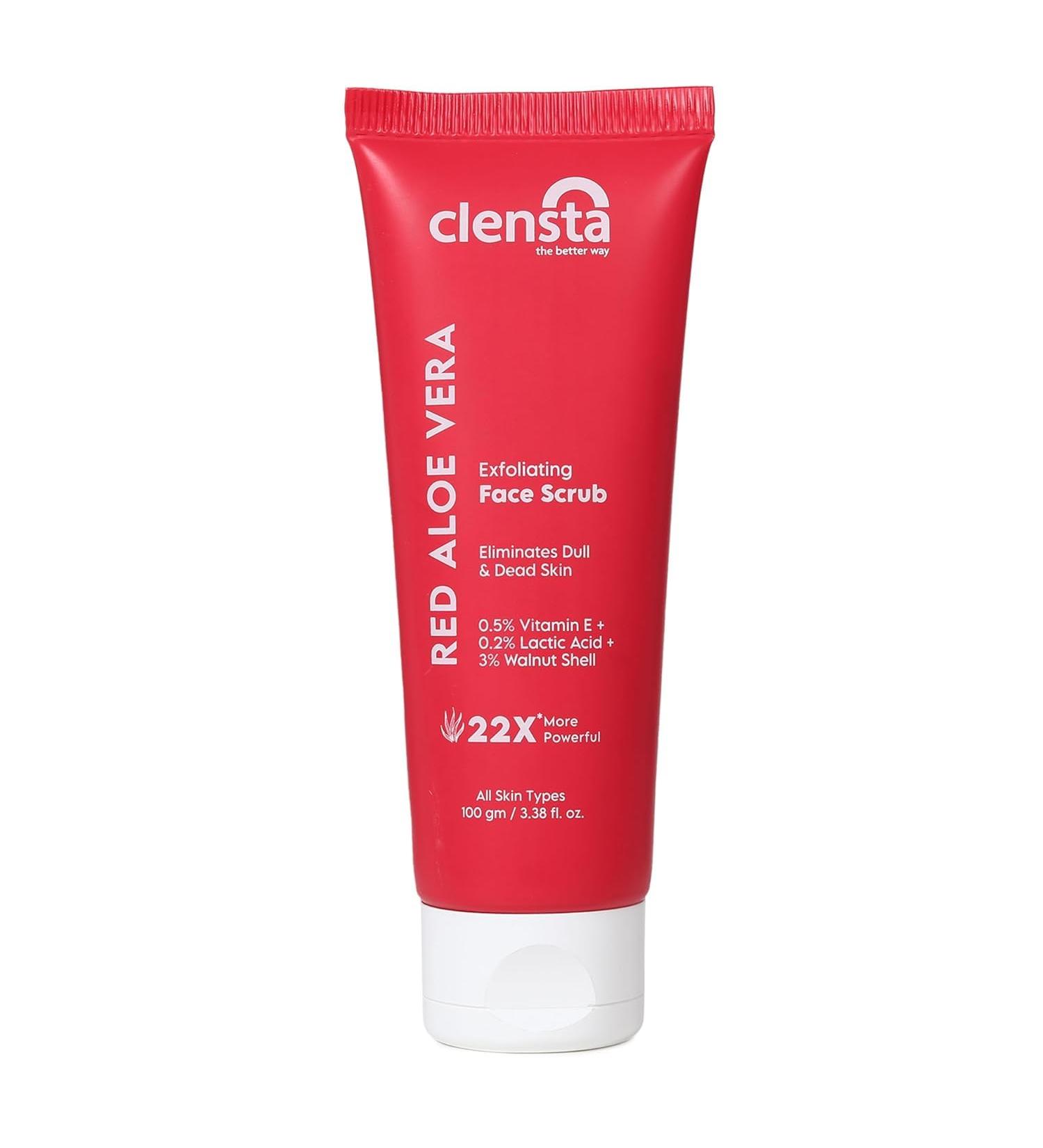 Buy Red Aloe Vera Exfoliating Face Scrub - 100gm | Deep Exfoliation Dtan Blackheads & Whiteheads Treatment | Paraben Free - 3% Walnut Shell Lactic Acid & Vitamin E - Buy Online on GoSupps.com