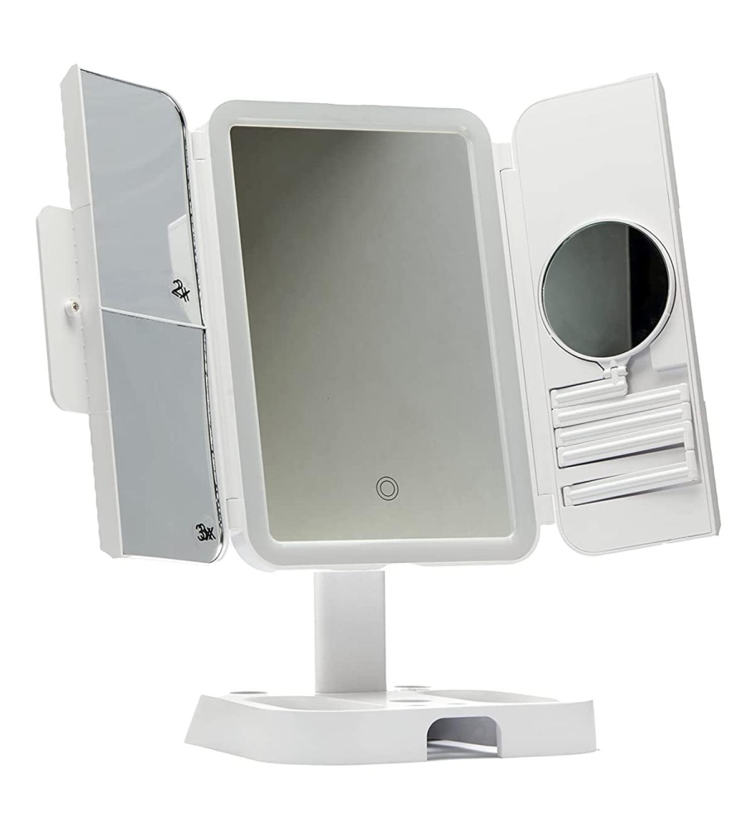 Foldable Portable LED Makeup Mirror | 2X 3X 10X Magnification, Extendable Arm - Buy Online on GoSupps.com