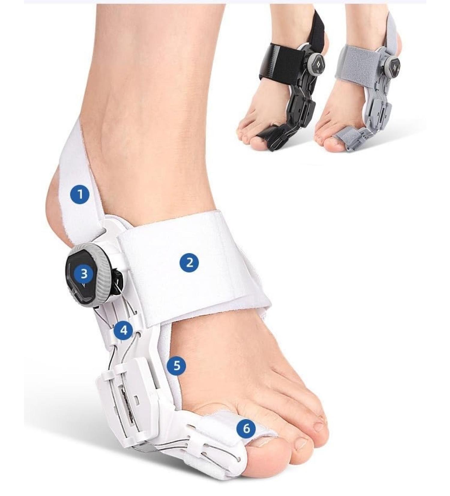 Adjustable Bunion Corrector for Men & Women - Orthopedic Toe Straightener with Non-Slip Heel Strap & Silicone Pad - Grey - Buy Online on GoSupps.com