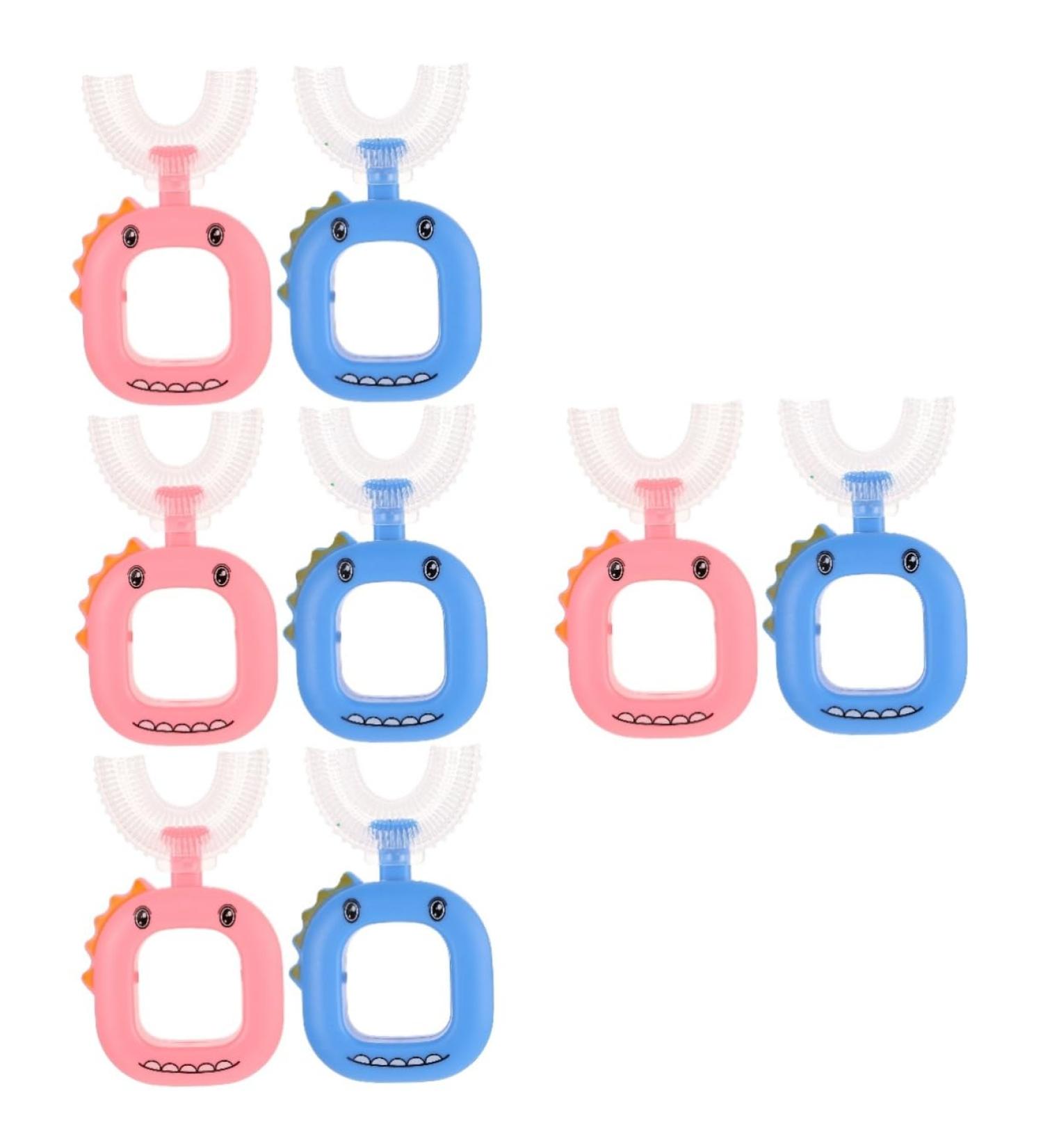 Partykindom 8 STK U-Shaped Children's Toothbrush Set - Giraffe Handwear Accessories for Full Mouth Cleaning & Facial Washing - Buy Online on GoSupps.com