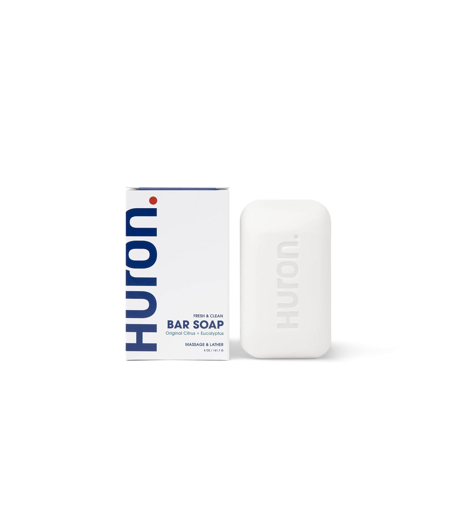 Huron Citrus + Eucalyptus Bar Soap for Men - Hydrating Body Soap with Shea Butter & Coconut Oil - 5oz Bar for Clean, Smooth & Moisturized Skin - Buy Online on GoSupps.com
