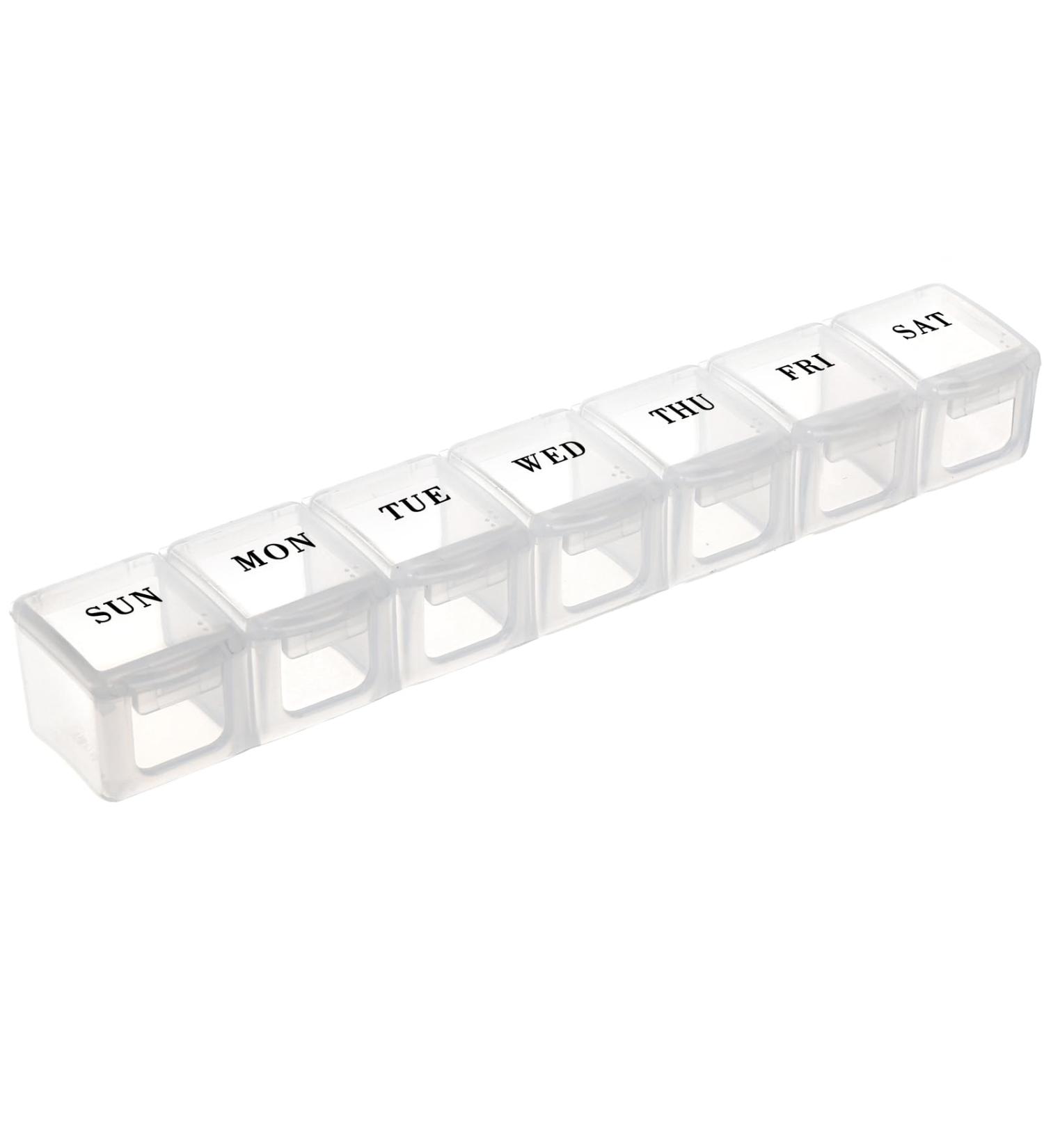 Extra Large Weekly Pill Organizer - BPA Free Daily Pill Case for Vitamins Fish Oils & Supplements - Transparent Pill Box for International Shipping - Buy Online on GoSupps.com