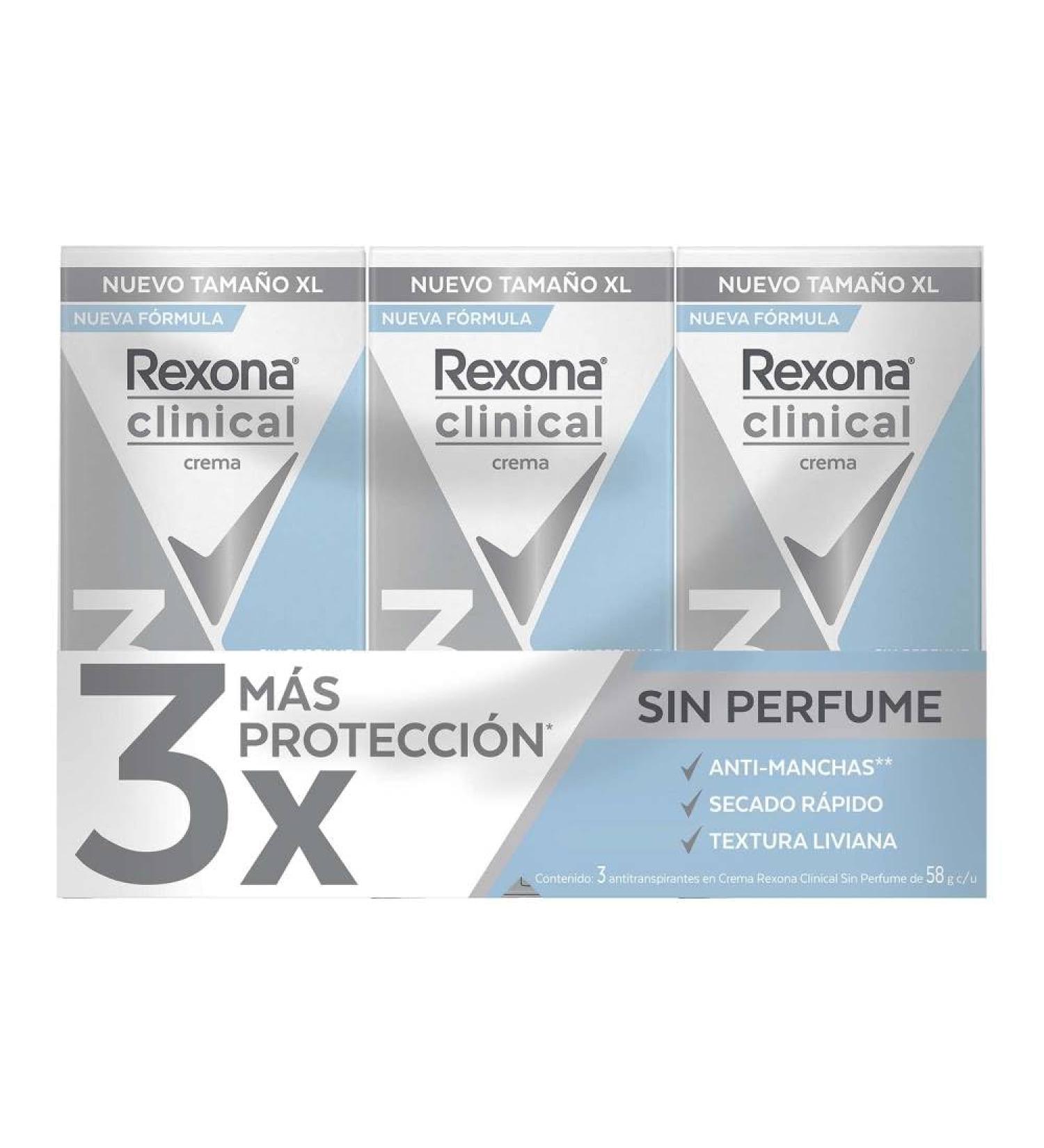 Rexona Clinical Unisex Antiperspirant Deodorant Cream - Unscented All-Day Protection 3-Pack (58g Each) - Block Sweat & Odor Globally - Buy Online on GoSupps.com