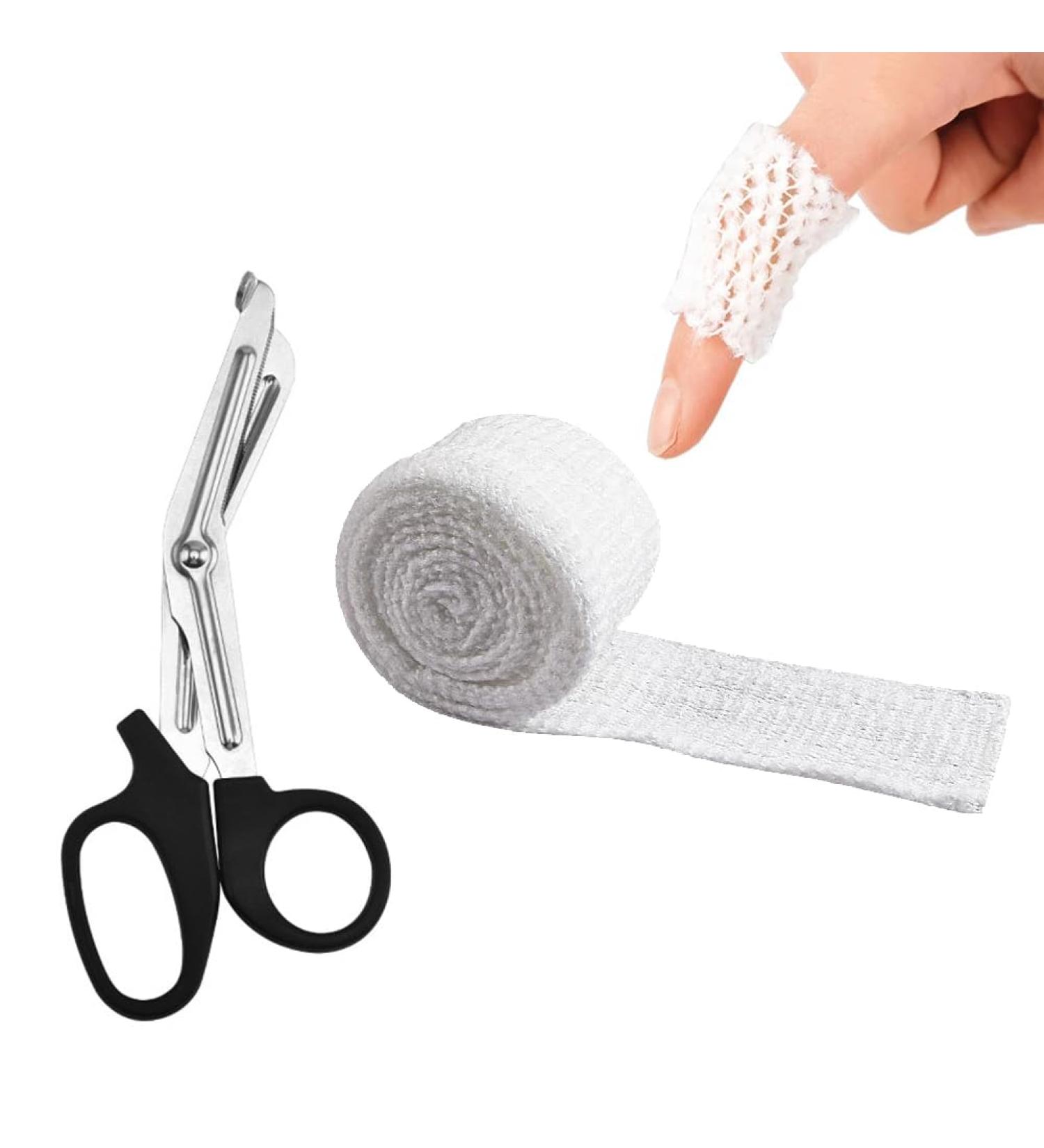 Elastic Net Bandage Roll 1.5cm x 2m | Emergency Dressing & Scissors for Home & Outdoor Care - Buy Online on GoSupps.com