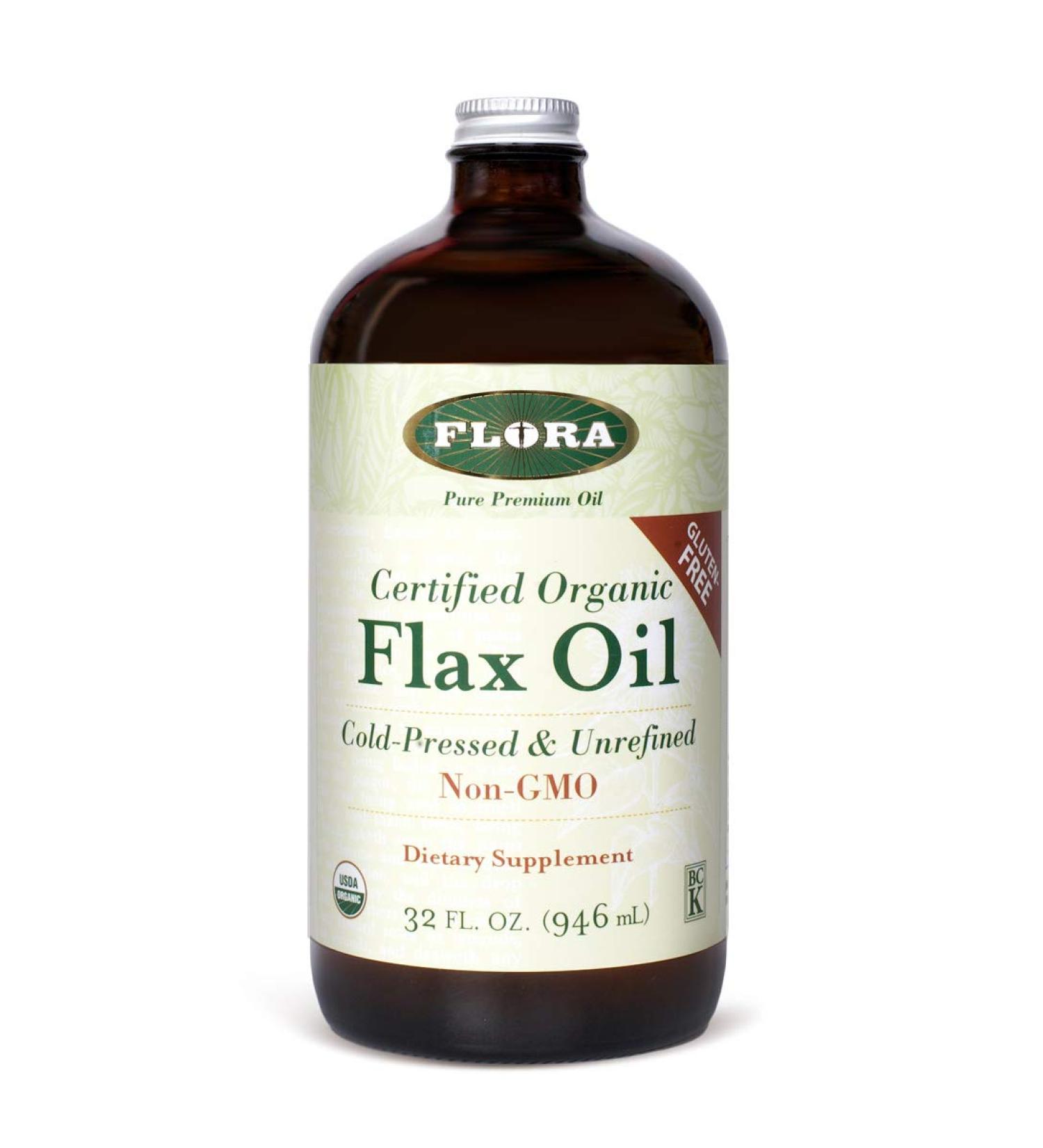 Flora Certified Organic Flax Oil 32 fl oz - Premium Omega-3 Rich Supplement - Buy Online on GoSupps.com