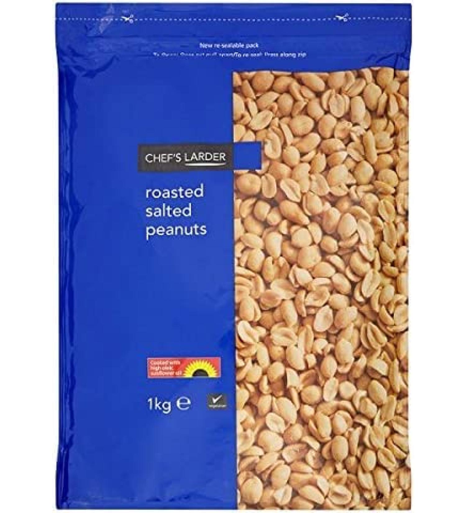 Chef's Larder Roasted Salted Peanuts 1kg X 1 Delicious Tasty And Twisty Treat Share With Family And Friends