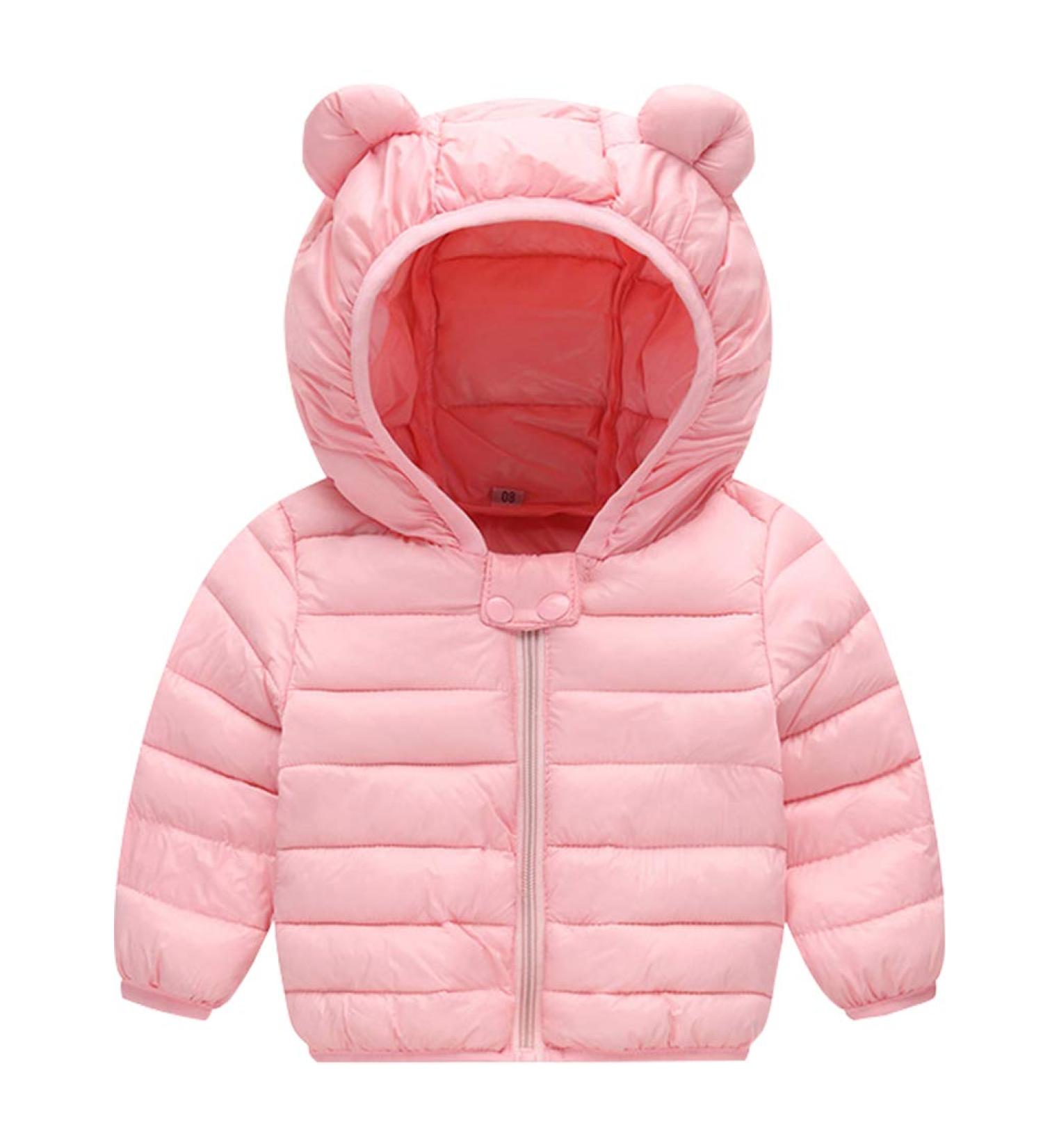Kids Pink Puffer Jacket | Hooded Winter Coat for Boys & Girls | Lightweight Outerwear 2-3 Years - Buy Online on GoSupps.com