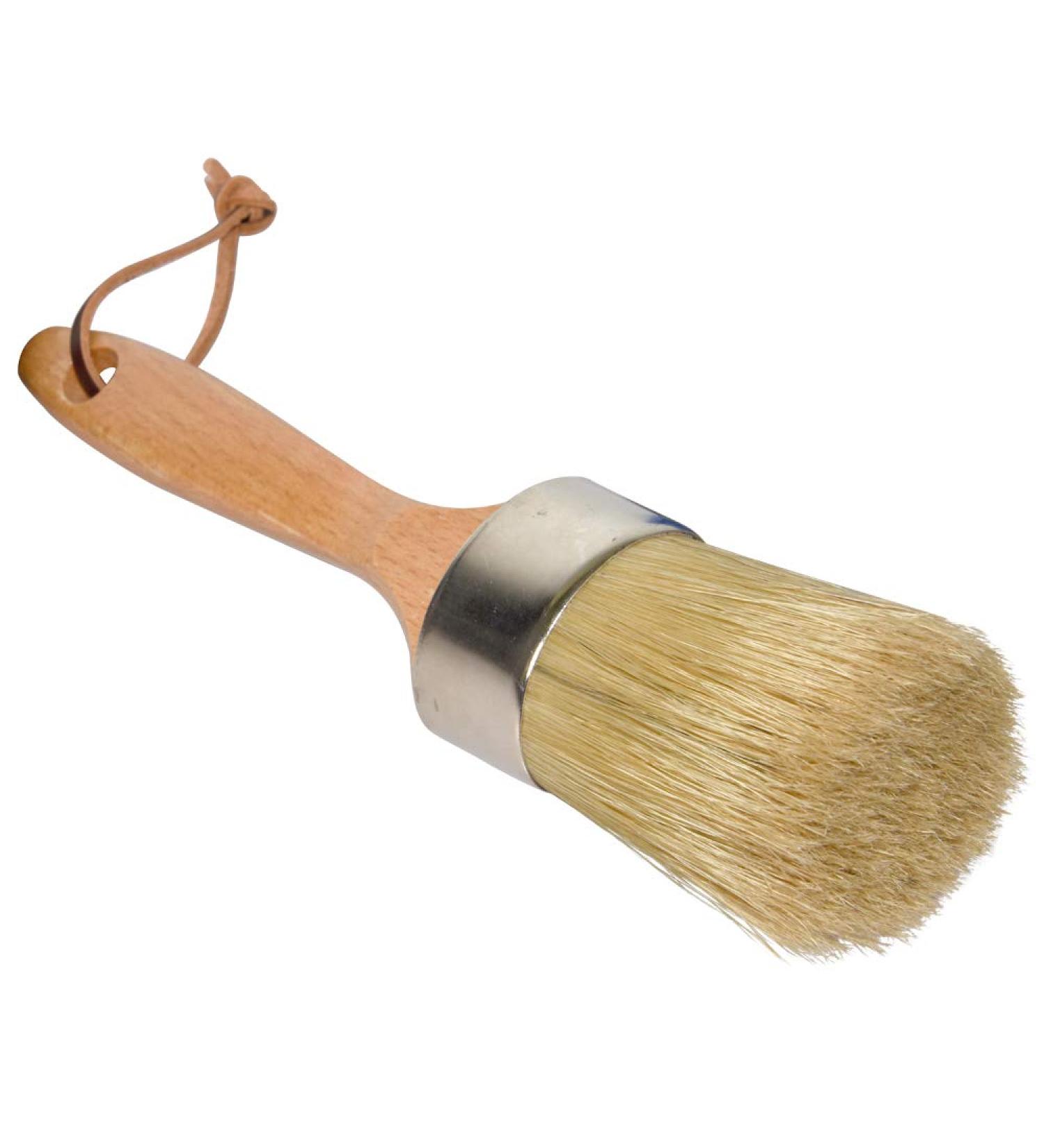 Large 2-in-1 Chalk and Wax Paint Brush | Round Natural Bristles for Furniture, Stencils, Home Decor | DIY Wood Projects Tool with Wax Finishing - 1 Pack - Buy Online on GoSupps.com