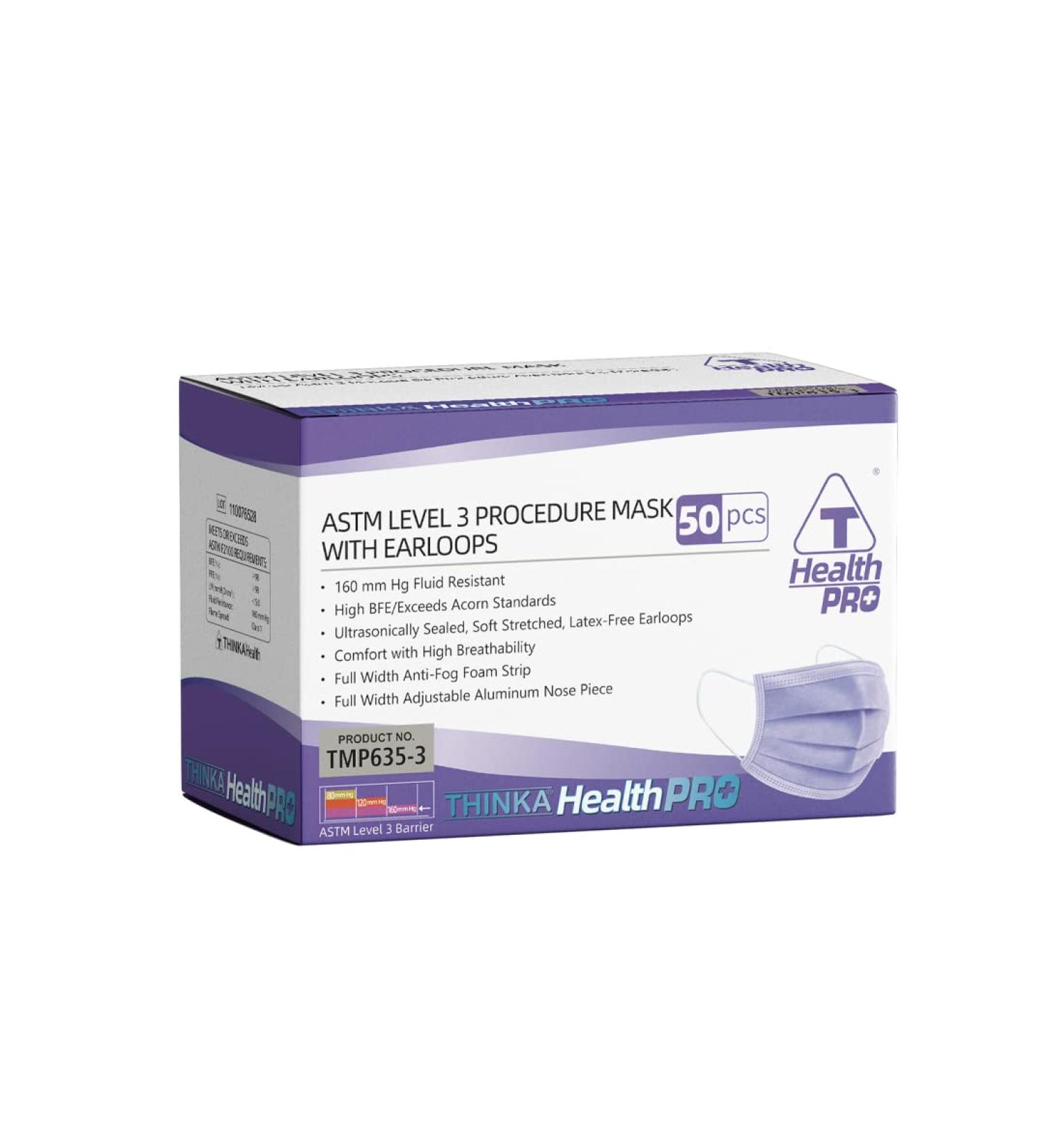 THINKA Level 3 FACE MASK with EARLOOPS (50pcs)-Medical Mask - Surgical Mask -ASTM Level 3 Mask - Buy Online on GoSupps.com