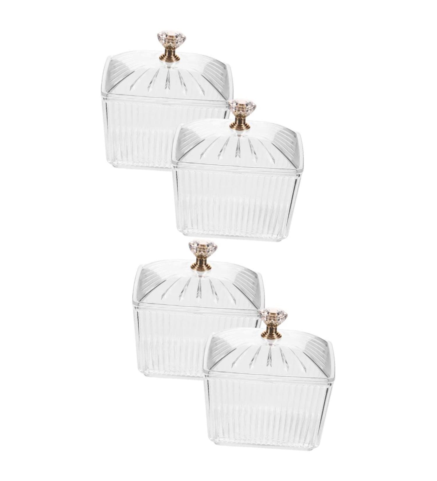 4 Pcs Candied Fruit Refreshment Tray Food Container Clear Tea Container Candy Jar Storage Popcorn 9X9X7.5CMx2pcs Transparentx2pcs - Buy Online on GoSupps.com