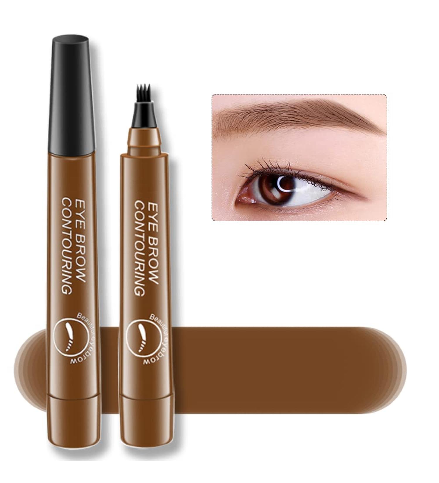 Upgrade Waterproof Microblading Eyebrow Pen - 24HR Long Lasting, Smudge-proof, Natural Look - Light Brown - Buy Online on GoSupps.com