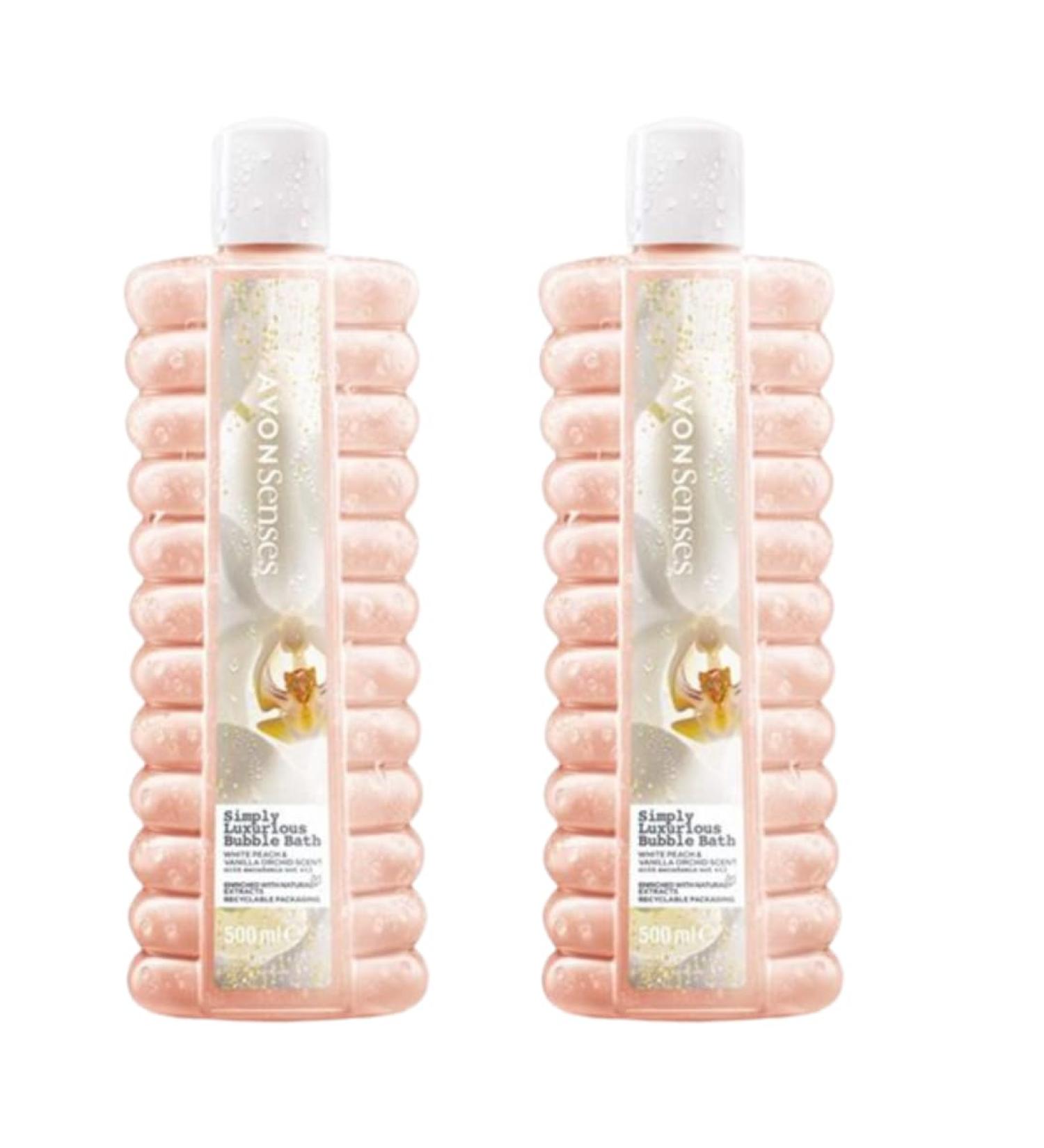 Avon Bubble Bath White Peach & Vanilla Orchid Senses Simply Luxurious Bubble Bath 2 x 500ml Perfect for Women Sink into Clouds of Blissful Foaming Bubbles... Dreamy - Buy Online on GoSupps.com