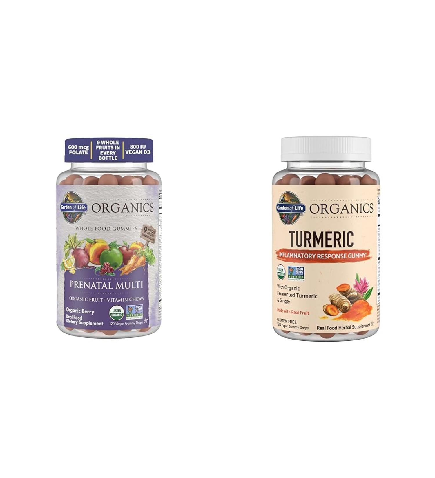 Garden of Life Organics Prenatal Gummies Multivitamin Bundle with 120 Turmeric Inflammatory Response Gummies - Buy Online on GoSupps.com