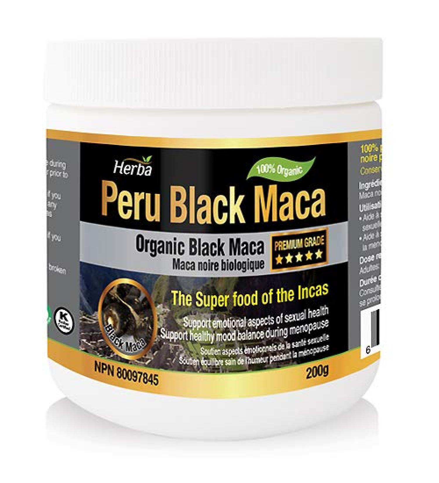 Herba Organic Black Maca Powder 200g | Peruvian Black Maca for Men and Women | 100% Pure Organic Maca Powder | Powder - Buy Online on GoSupps.com