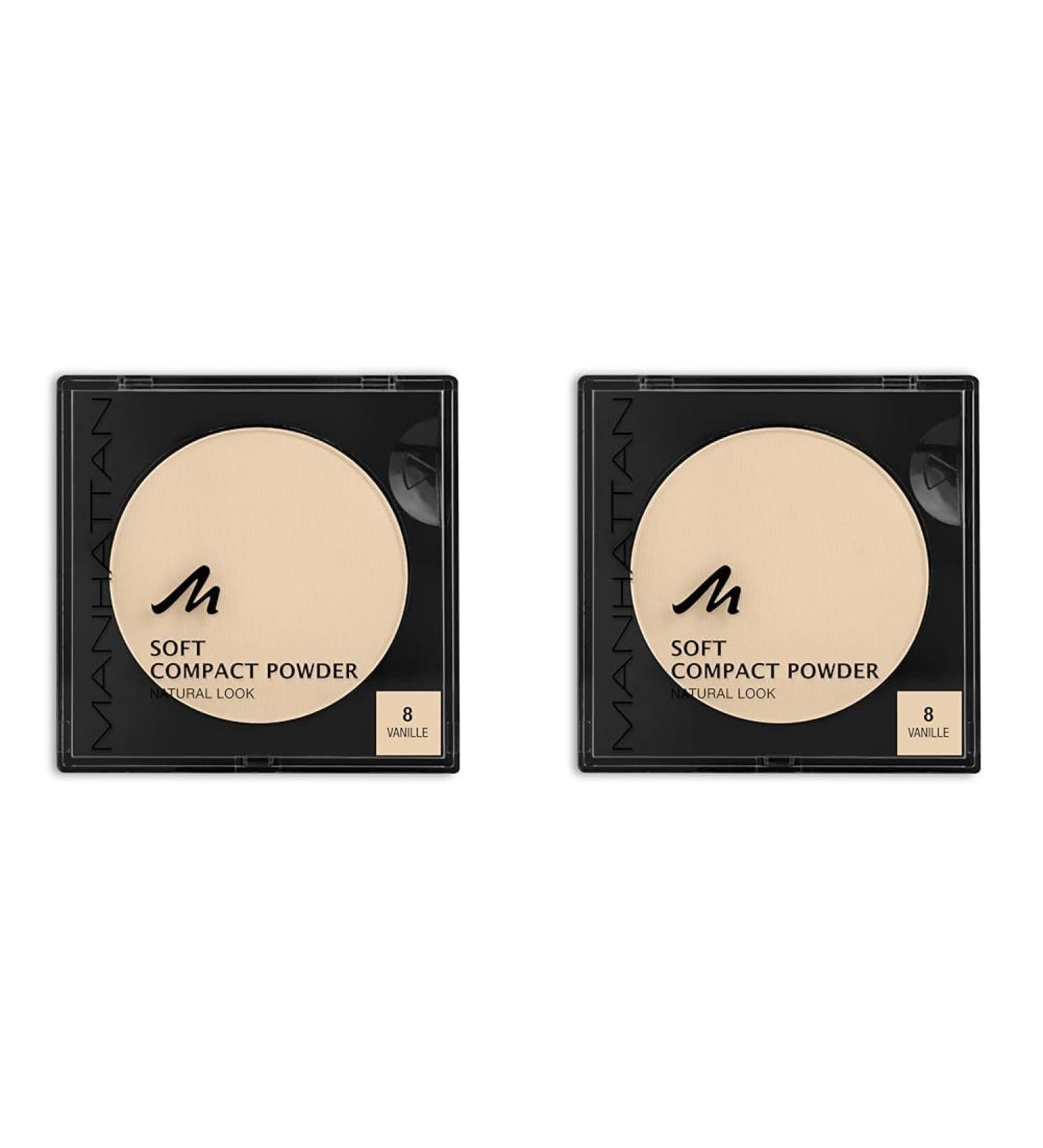 Manhattan Soft Compact Powder 8 Vanilla - Bright & Matt Finish (Pack of 2) | 9g Each for Even Complexion | International Shipping Available - Buy Online on GoSupps.com