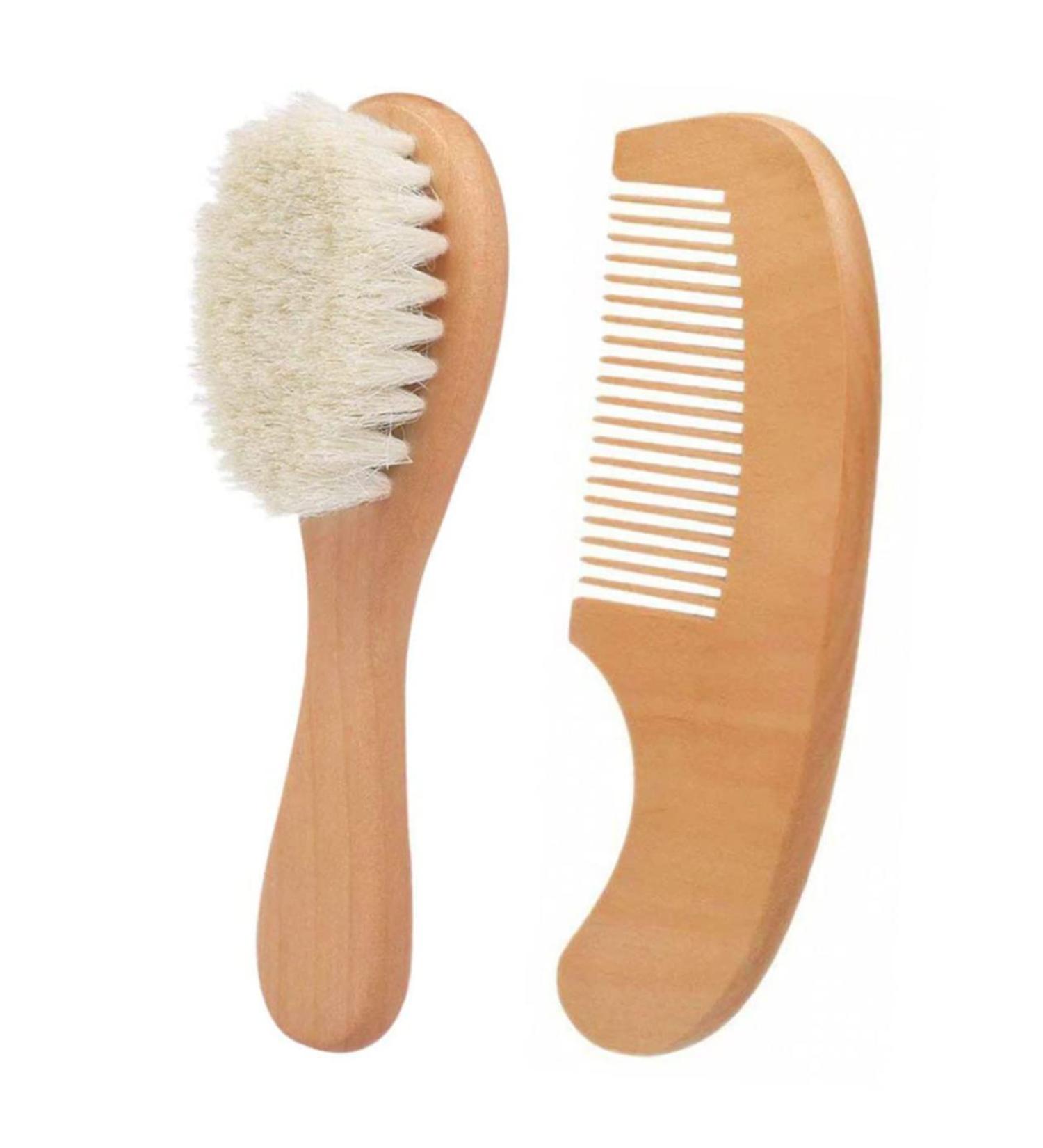 GLSTOY 2pcs Newborn Baby Gift Set - Infant Hair Brush and Wooden Comb | Baby Bristle Brush for Bathing | Toddler Shower Brush and Comb Set - Buy Online on GoSupps.com