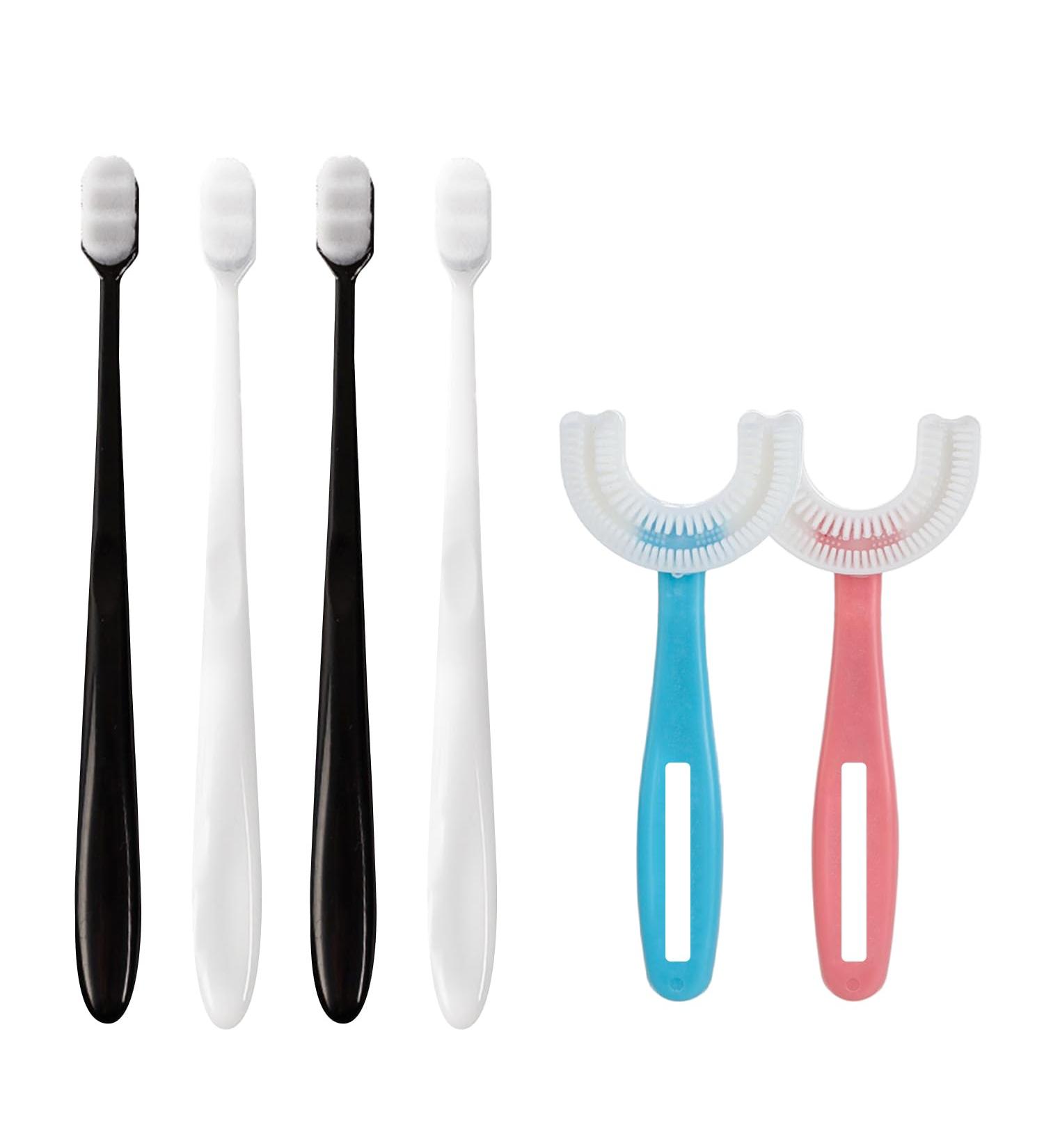 Syeycw 2-Pack Children s Toothbrush & 4-Pack Soft Nano Manual Toothbrush for Sensitive Gums - 20 000 Micro Bristles for Adults & Kids 6-12 - 360 Silicone Design - Buy Online on GoSupps.com