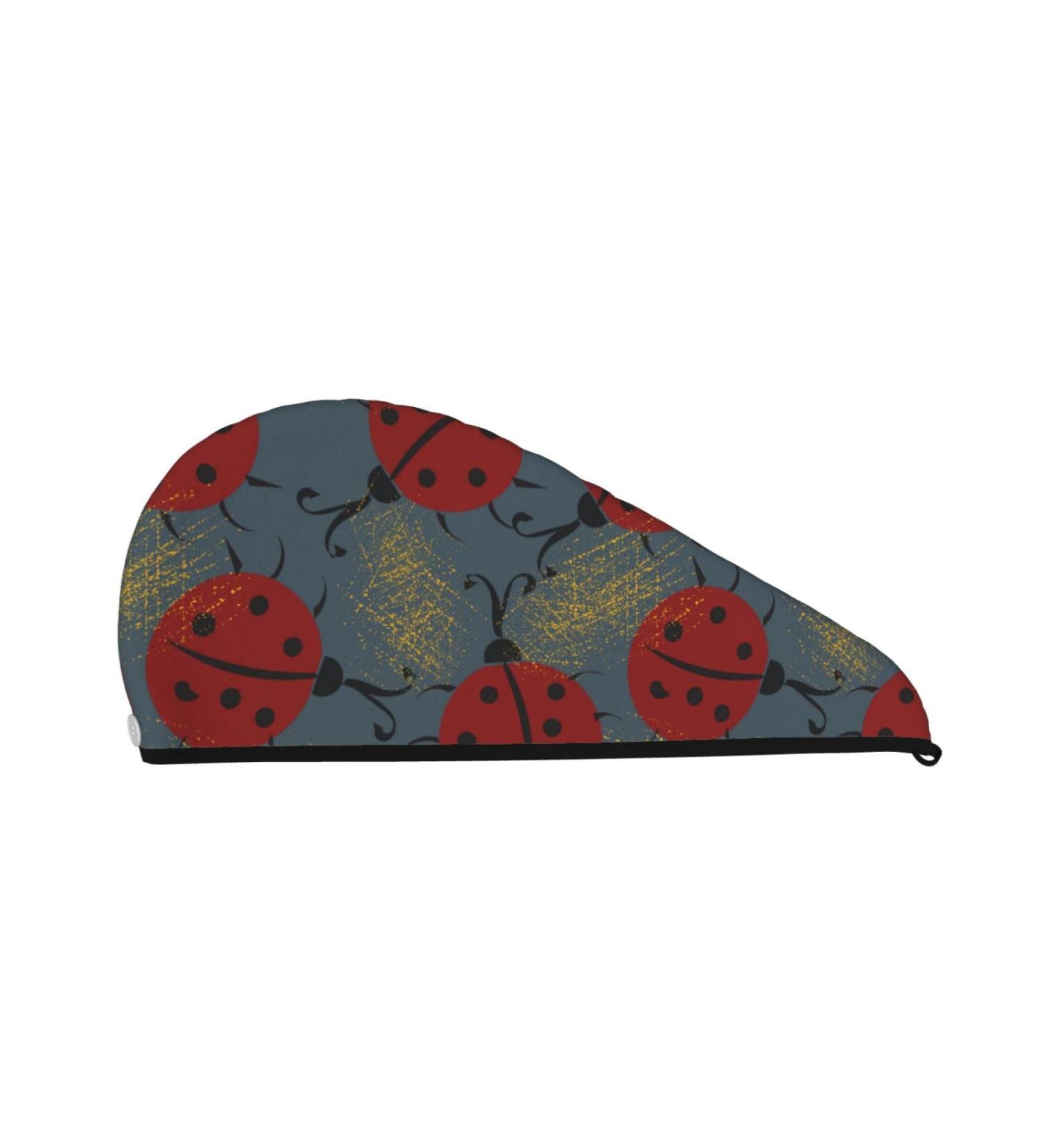 Ladybug Microfiber Hair Towel - Soft Super Absorbent Coral Velvet Wrap for Long Curly & Thick Hair | Quick Dry Hair Cap for Women - Buy Online on GoSupps.com