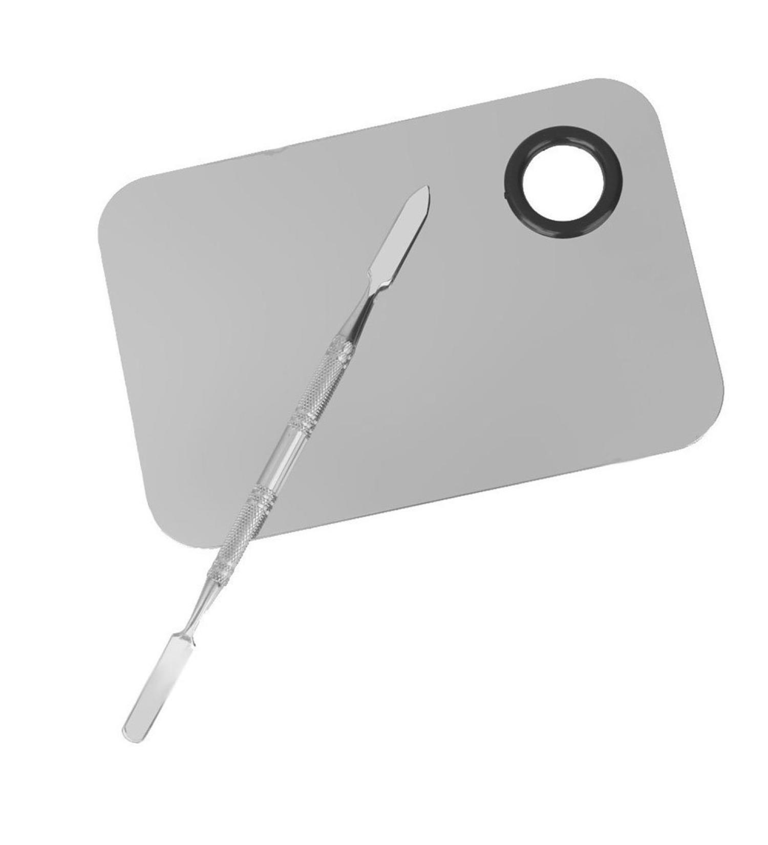 Frcolor Stainless Steel Mixing Palette with Spatula - Essential Makeup Tool for Professionals & Enthusiasts | 1 Piece - Buy Online on GoSupps.com