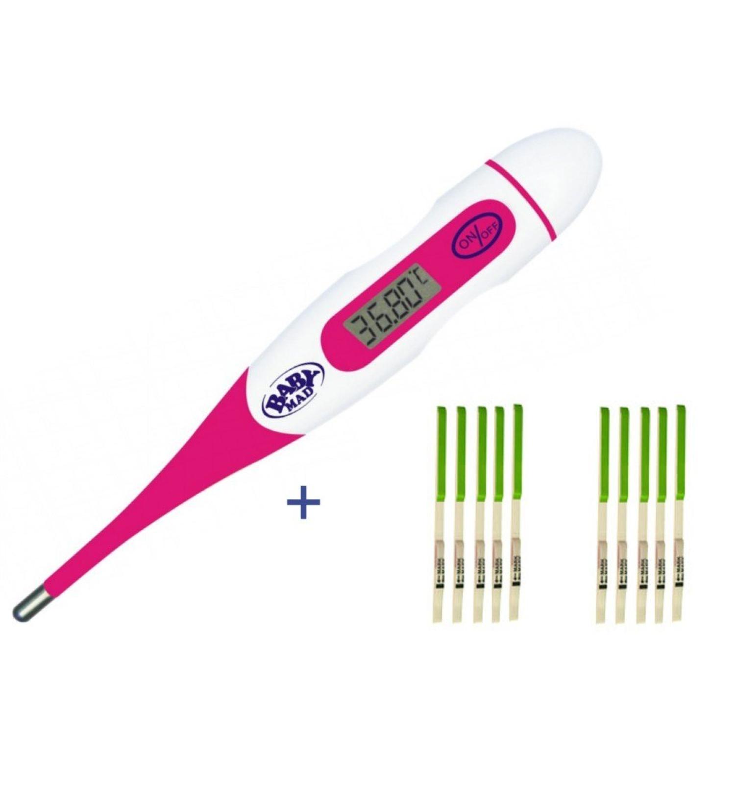BabyMad Basal Thermometer (HOT Pink) + 30 Ovulation Tests - Body Temperature Ovulation Test Thermometer + Free BBT Fertility Chart - Buy Online on GoSupps.com