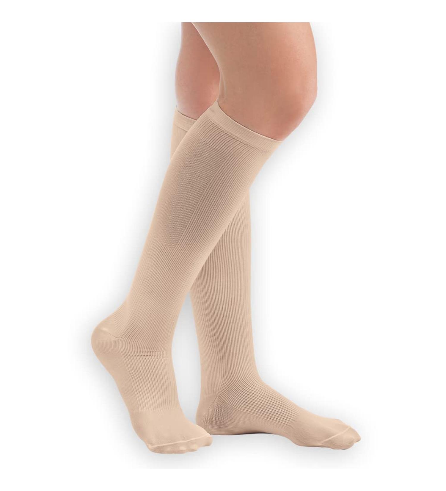 Collections Etc Men's Compression Socks 15-20 mmHg Tan Medium - Made in USA - Buy Online on GoSupps.com