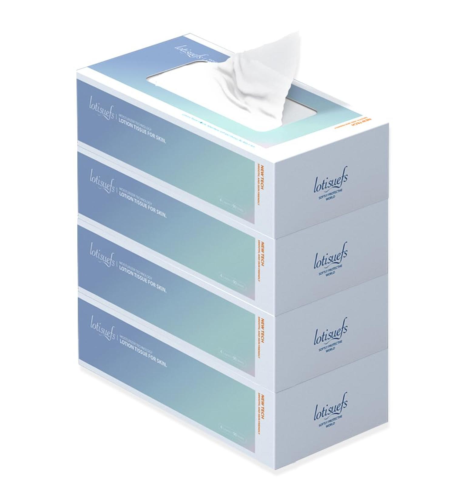 Soft Tissue - 4 Packs 90 Sheets Each - Silky Moisture-Giving Gentle on Sensitive Skin - Perfect for Repeated Wiping Without Pain or Redness - Buy Online on GoSupps.com
