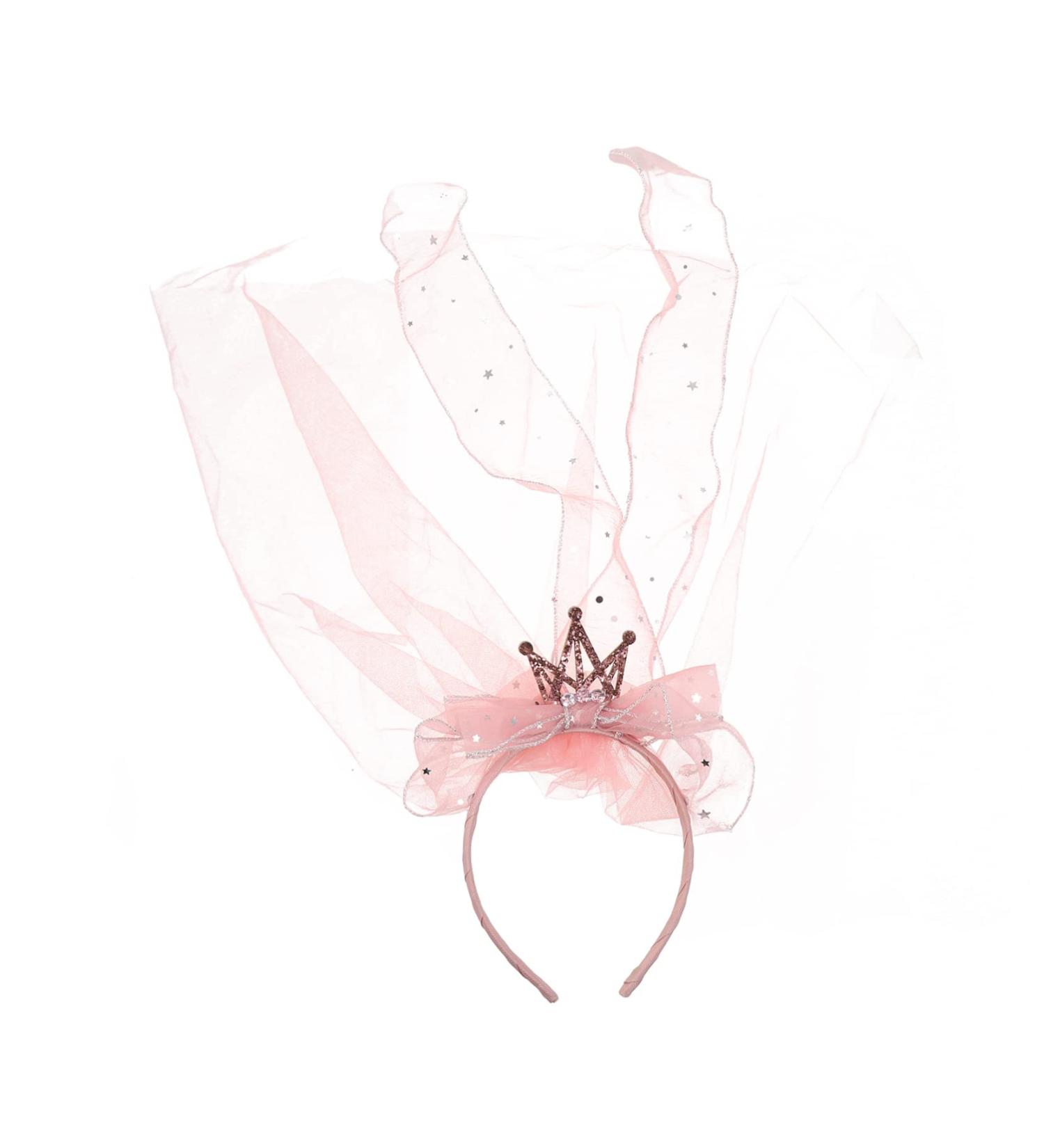 minkissy Headband Hair Wreath Princess Mesh Princess Crown Bow Veil Hair Bobbles Birthday For Girls Veil Princess Hairpiece Fabric Pink Sequins Crown 47x12cm Pink - Buy Online on GoSupps.com