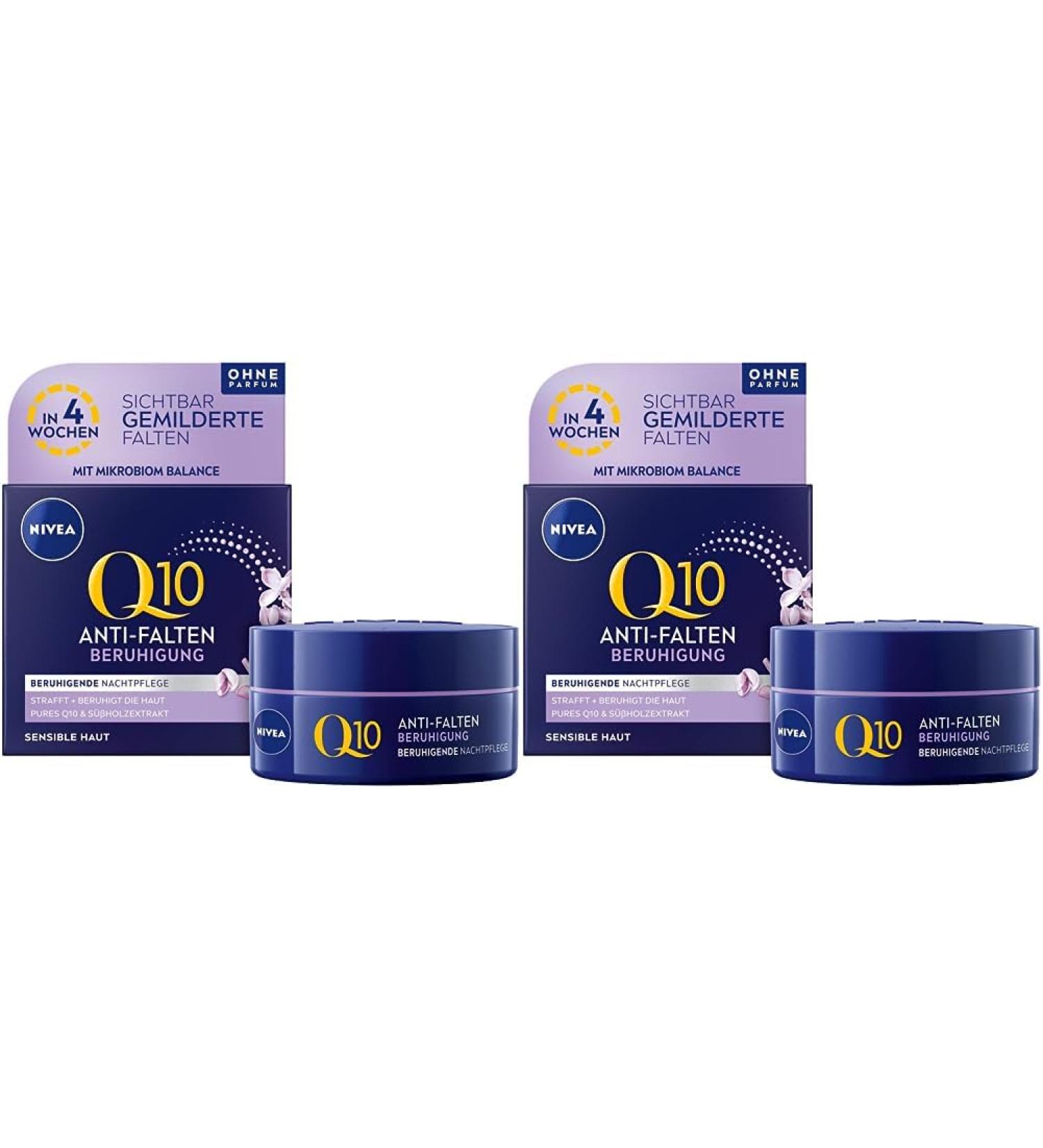 Nivea Q10 Anti-Wrinkle Night Care Cream (2 Pack) - Moisturizing Night Cream with Pure Q10 & Suitian Extract for Sensitive Skin - 50 ml Each - International Shipping Available - Buy Online on GoSupps.com