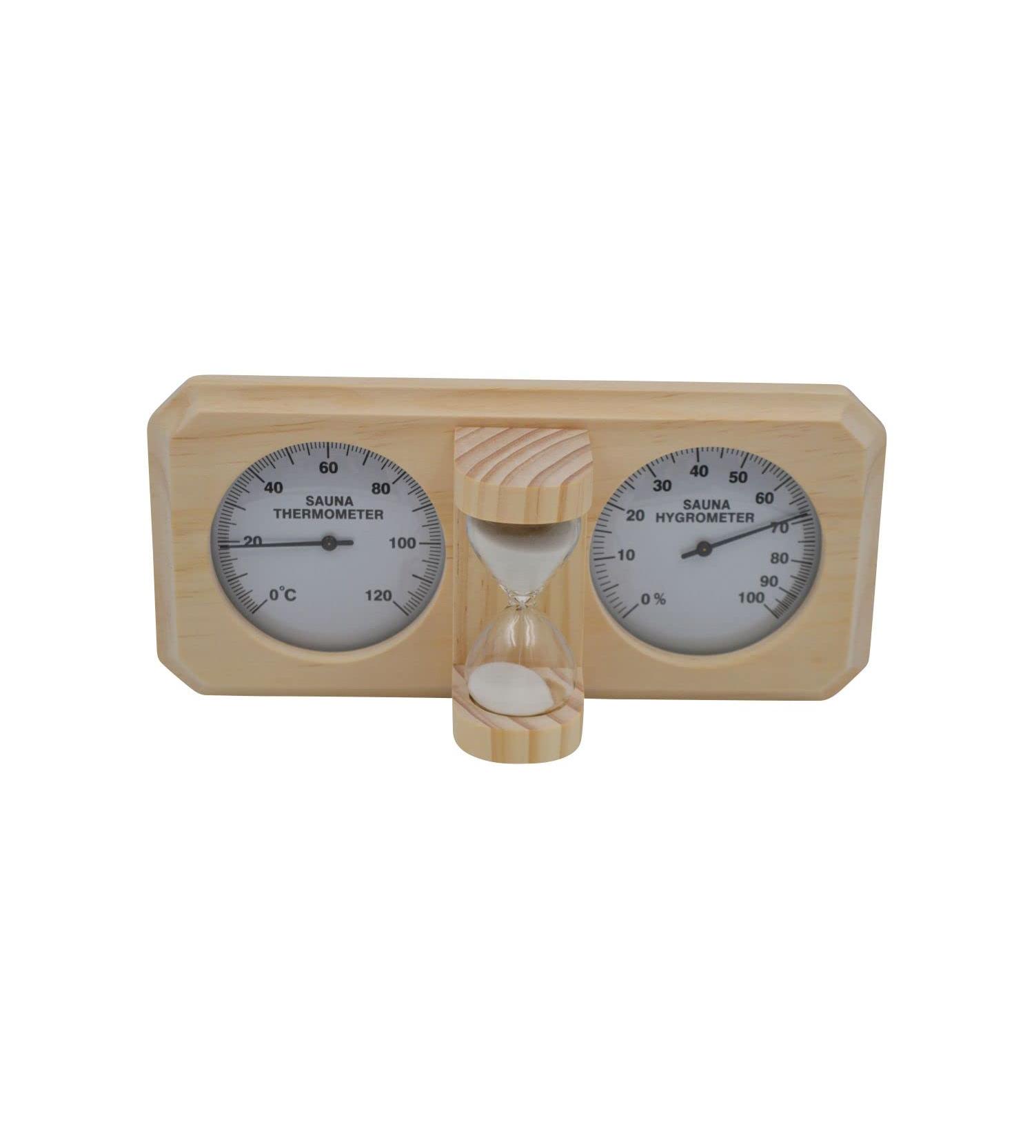 Sauna combo instrument - thermometer hygrometer with hourglass